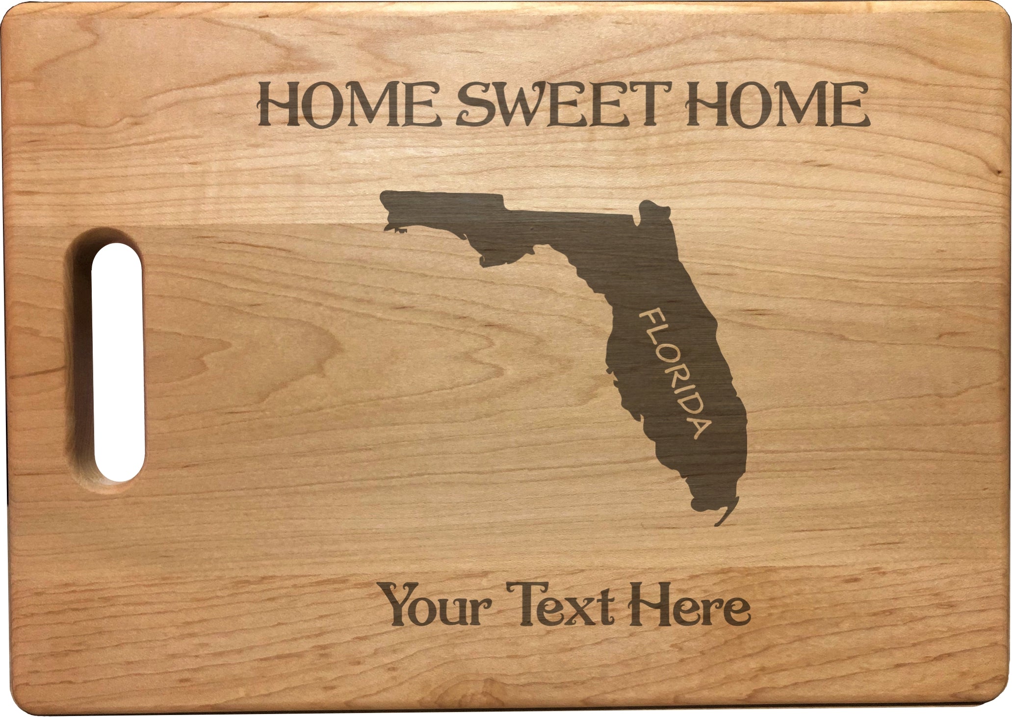 Personalized Florida Engraved Natural Wood Cutting Board, Home Sweet Home with Custom Text, Engraved Bamboo or Maple, Housewarming Gift