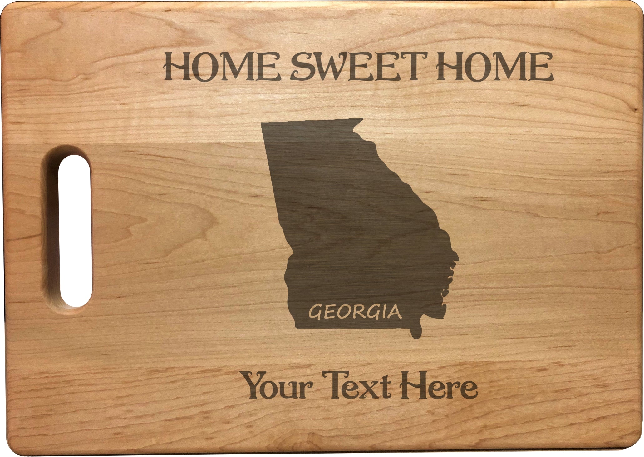 Personalized Georgia Engraved Natural Wood Cutting Board, Home Sweet Home with Custom Text, Engraved Bamboo or Maple, Housewarming Gift