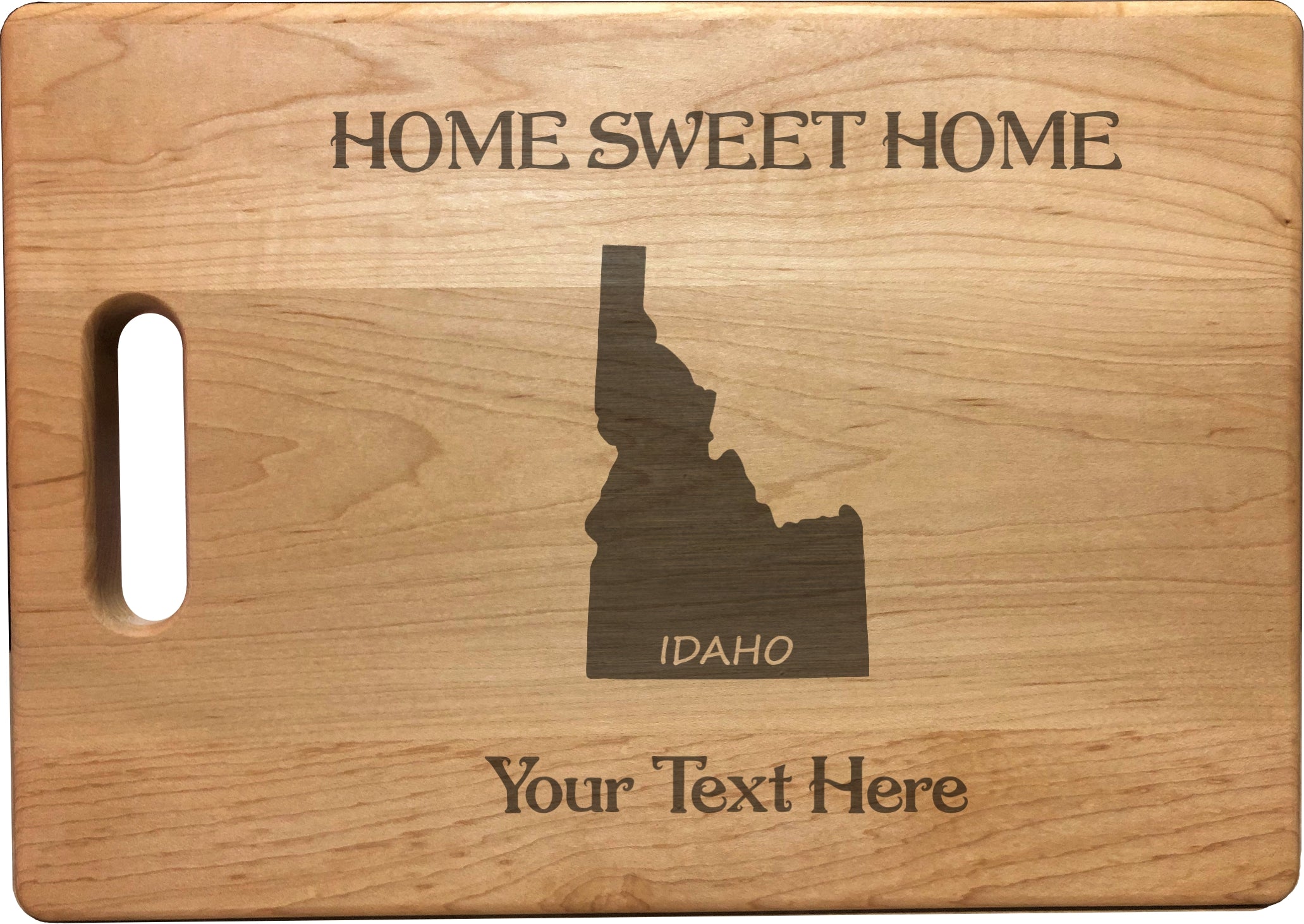 Personalized Idaho Engraved Natural Wood Cutting Board, Home Sweet Home with Custom Text, Engraved Bamboo or Maple, Housewarming Gift