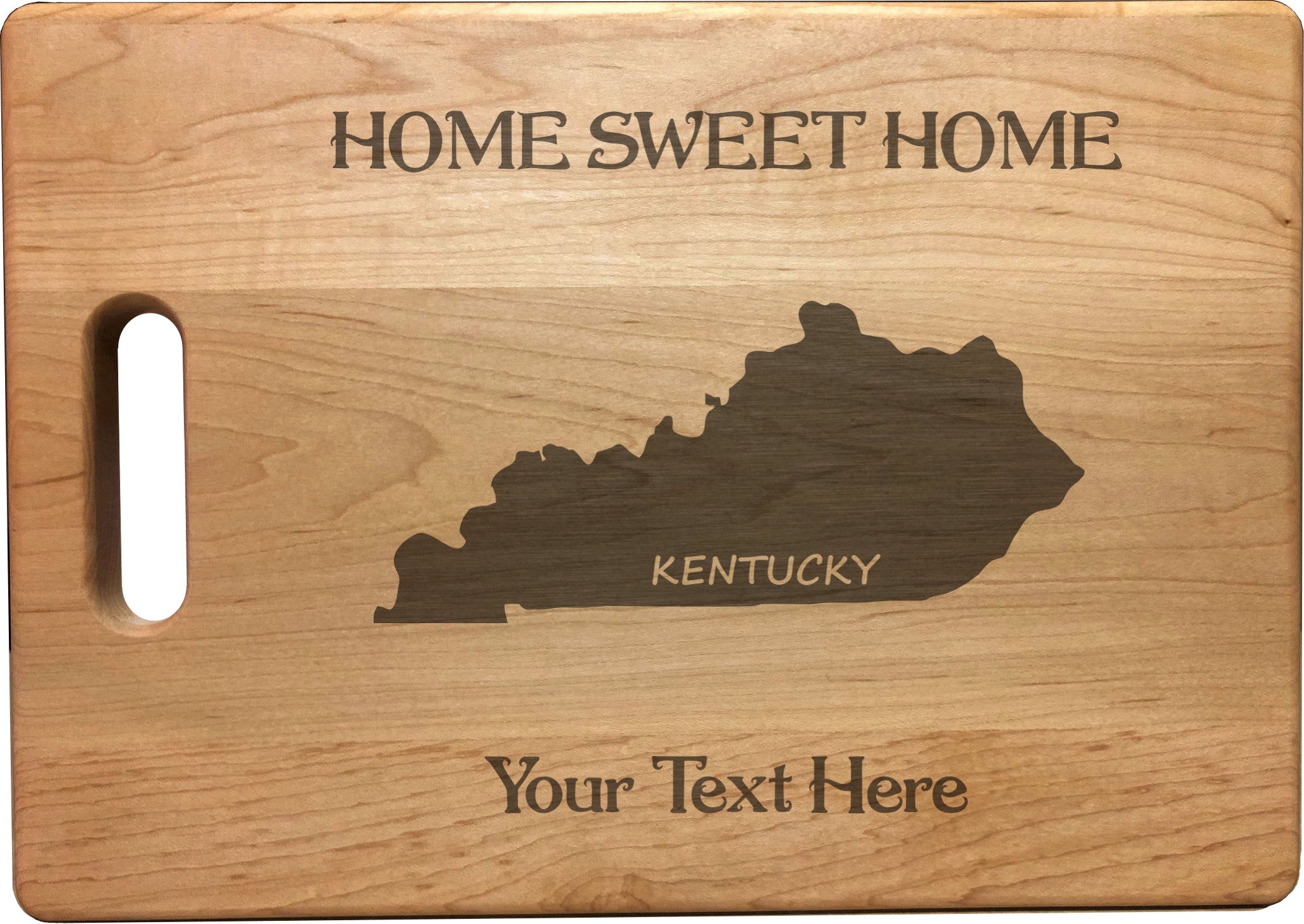 Personalized Kentucky Engraved Natural Wood Cutting Board, Home Sweet Home with Custom Text, Engraved Bamboo or Maple, Housewarming Gift