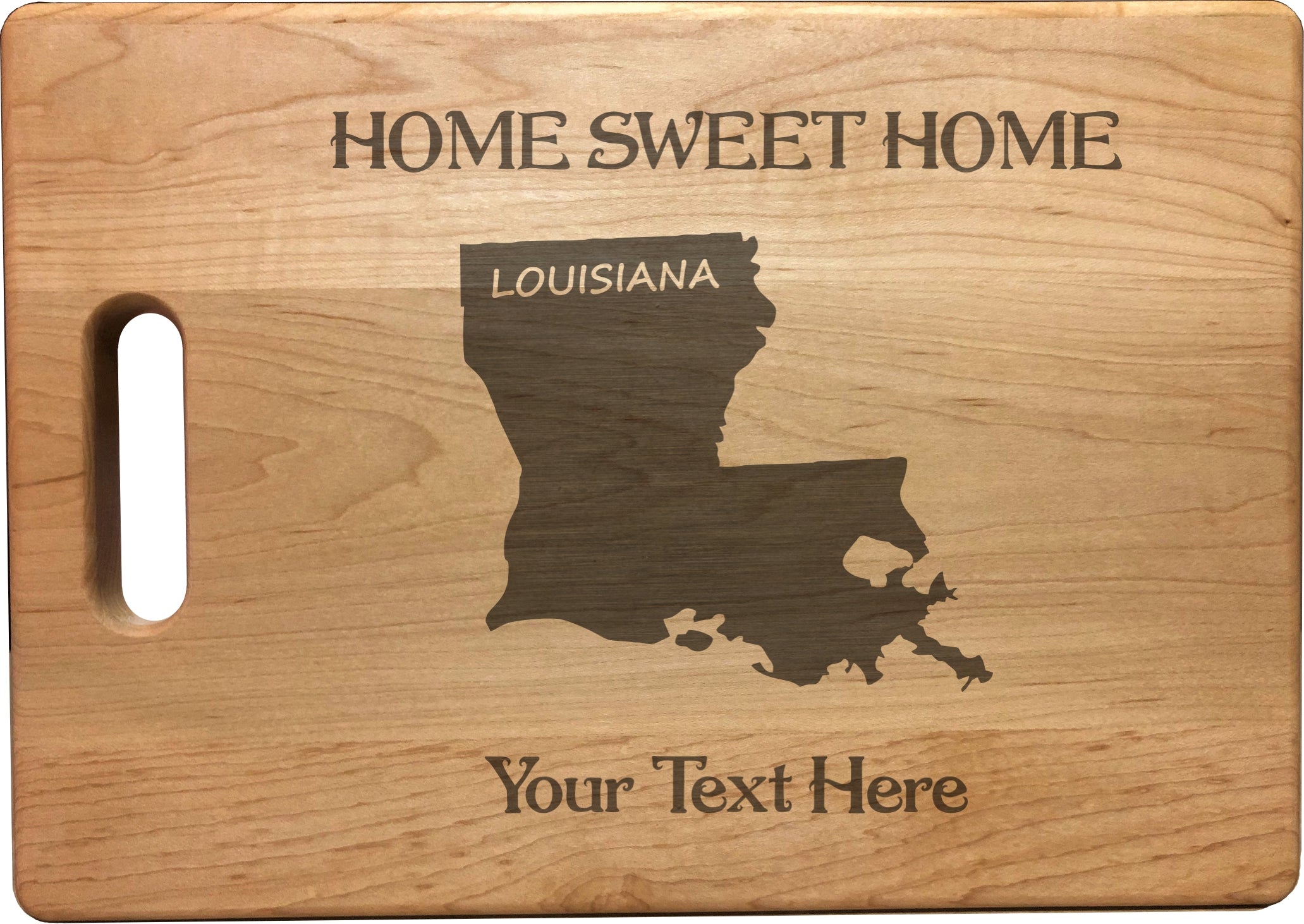 Personalized Louisiana Engraved Natural Wood Cutting Board, Home Sweet Home with Custom Text, Engraved Bamboo or Maple, Housewarming Gift