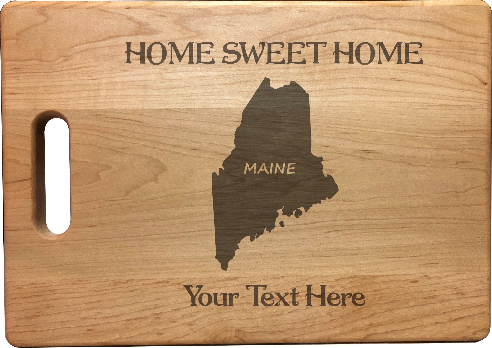 Personalized Maine Engraved Natural Wood Cutting Board, Home Sweet Home with Custom Text, Engraved Bamboo or Maple, Housewarming Gift