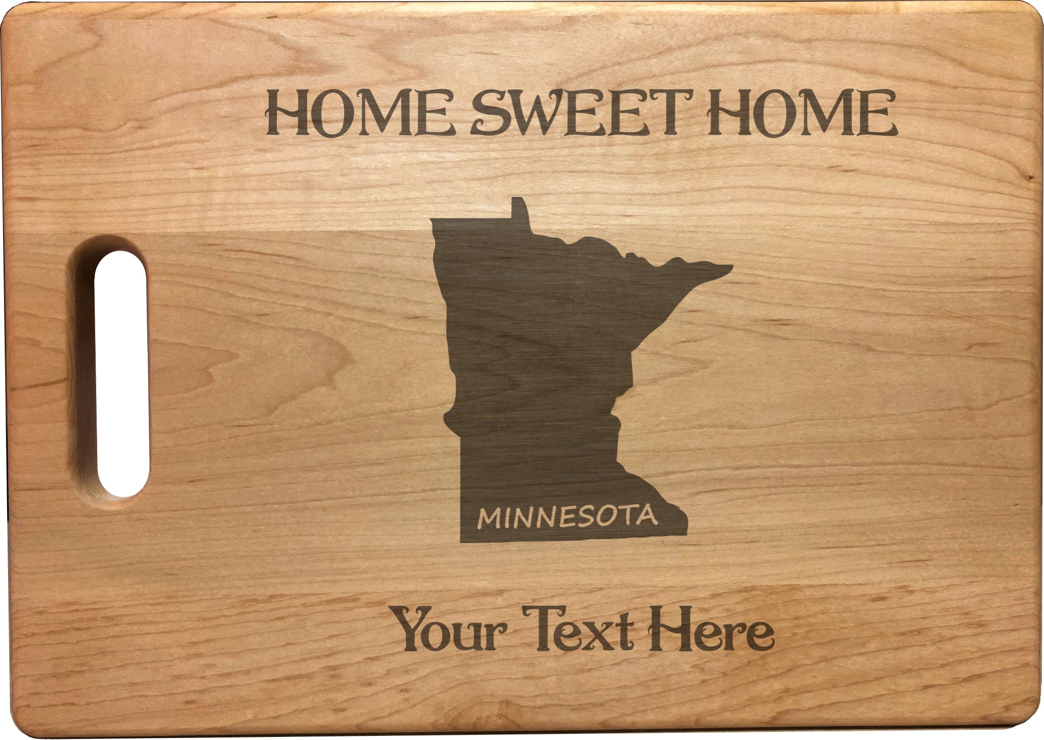 Personalized Minnesota Engraved Natural Wood Cutting Board, Home Sweet Home with Custom Text, Engraved Bamboo or Maple, Housewarming Gift