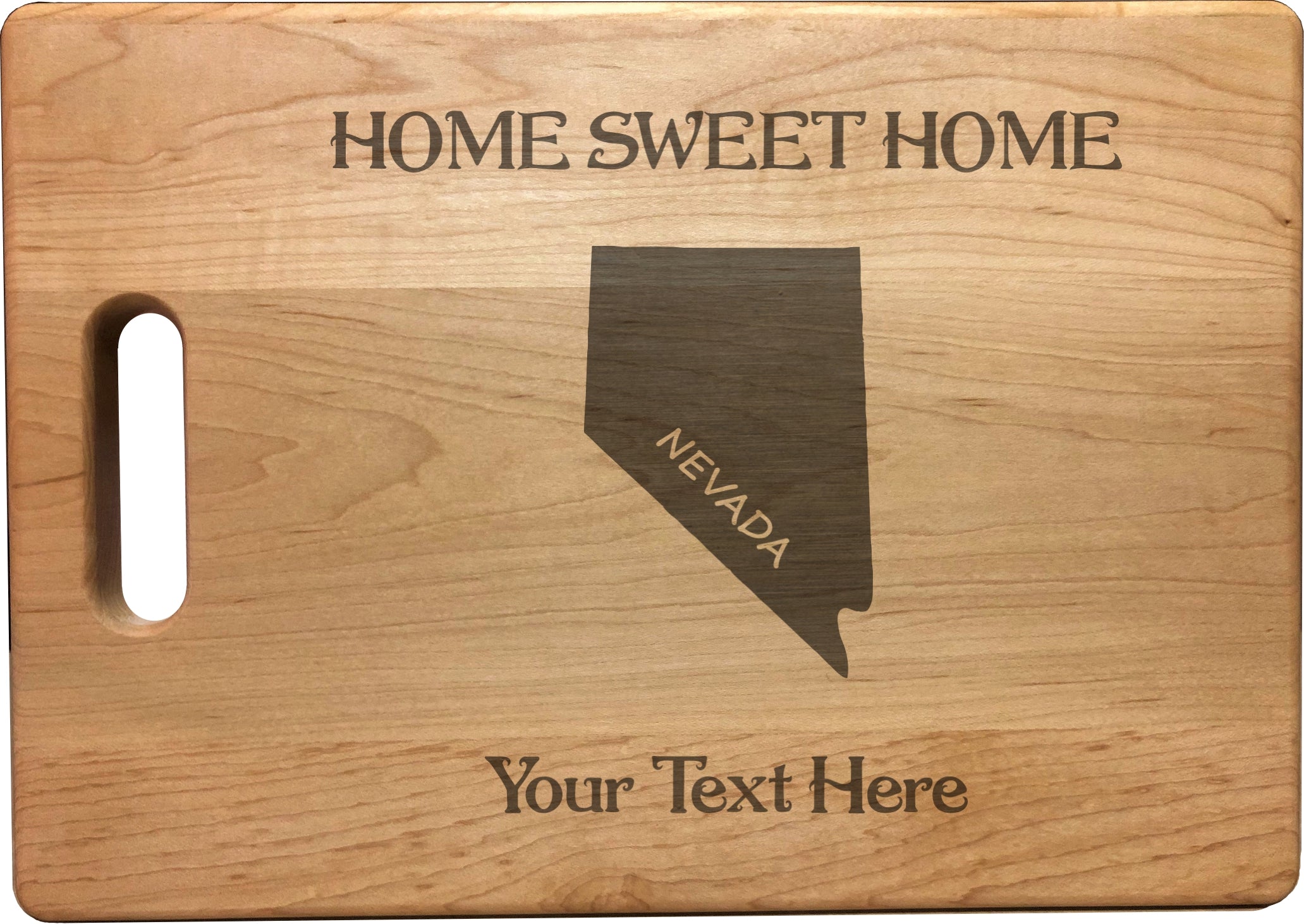 Personalized Nevada Engraved Natural Wood Cutting Board, Home Sweet Home with Custom Text, Engraved Bamboo or Maple, Housewarming Gift