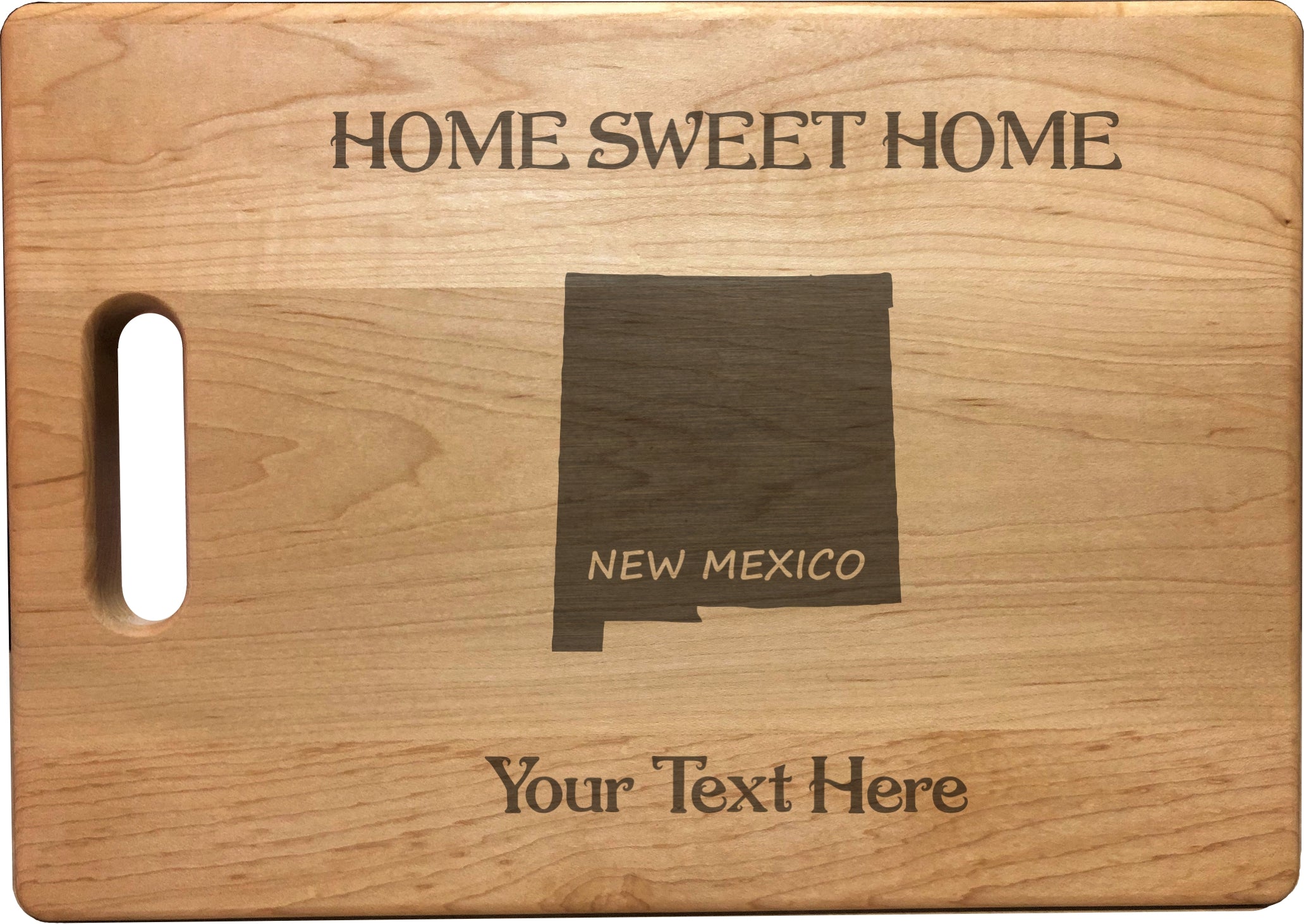 Personalized New Mexico Engraved Natural Wood Cutting Board, Home Sweet Home with Custom Text, Engraved Bamboo or Maple, Housewarming Gift