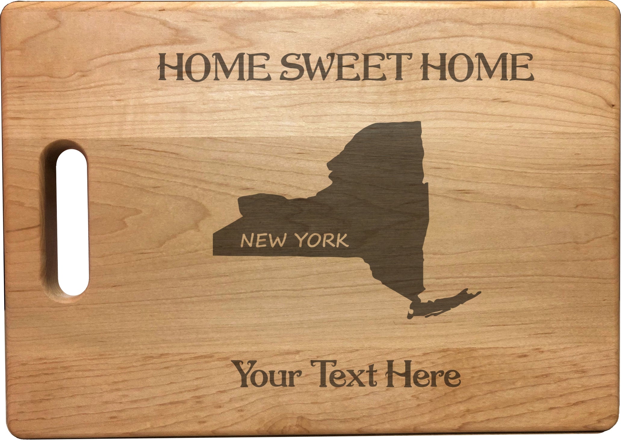 Personalized New York Engraved Natural Wood Cutting Board, Home Sweet Home with Custom Text, Engraved Bamboo or Maple, Housewarming Gift