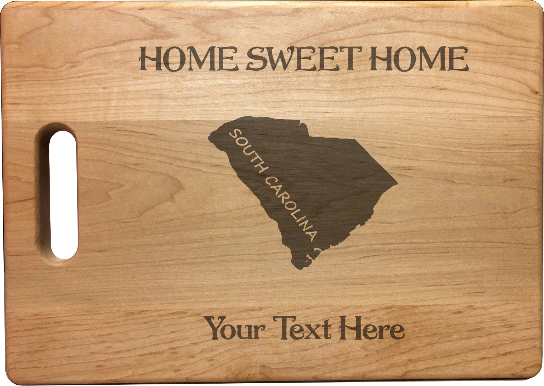 Personalized South Carolina Engraved Natural Wood Cutting Board, Home Sweet Home with Custom Text, Engraved Bamboo or Maple, Housewarming Gift