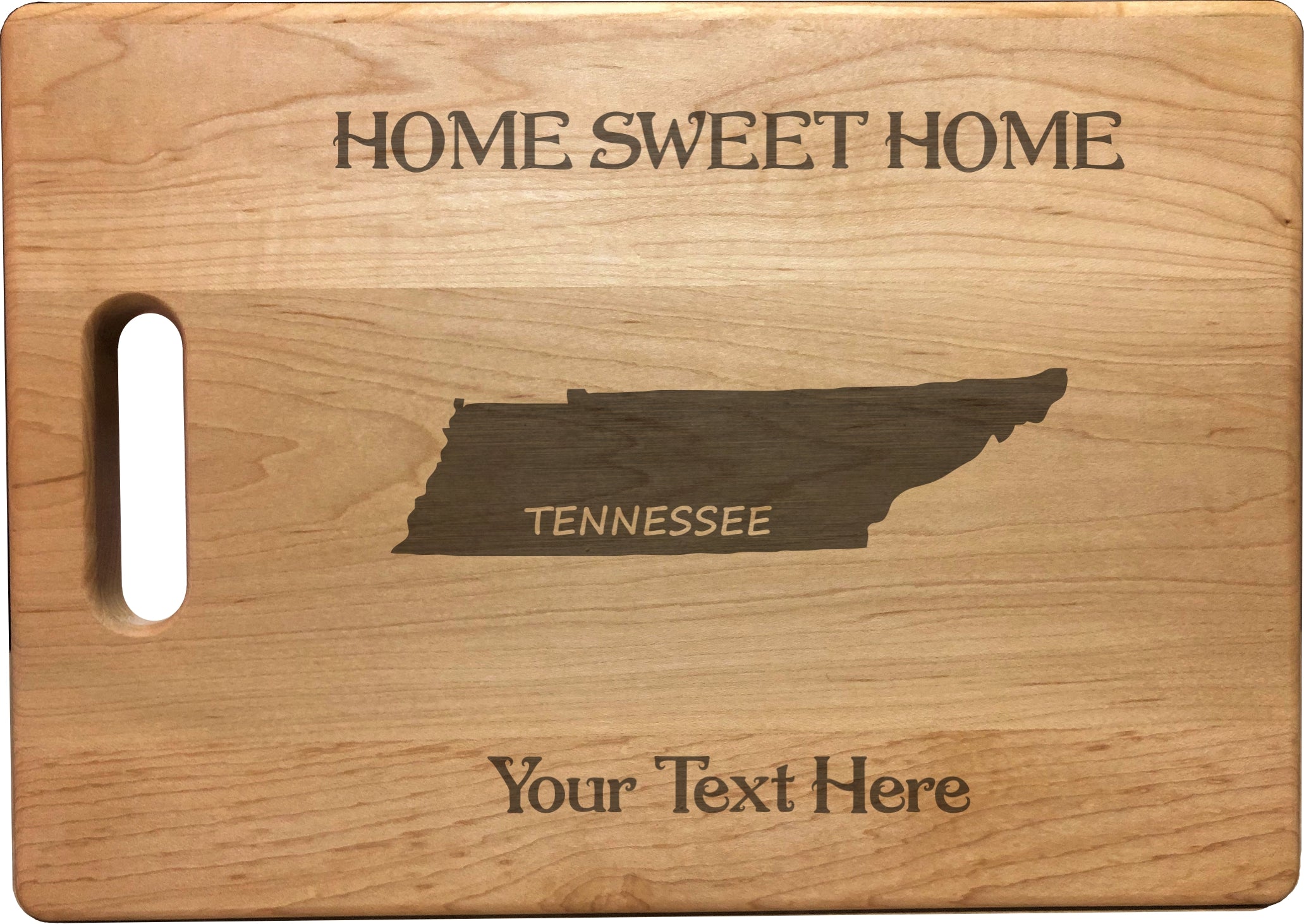 Personalized Tennessee Engraved Natural Wood Cutting Board, Home Sweet Home with Custom Text, Engraved Bamboo or Maple, Housewarming Gift