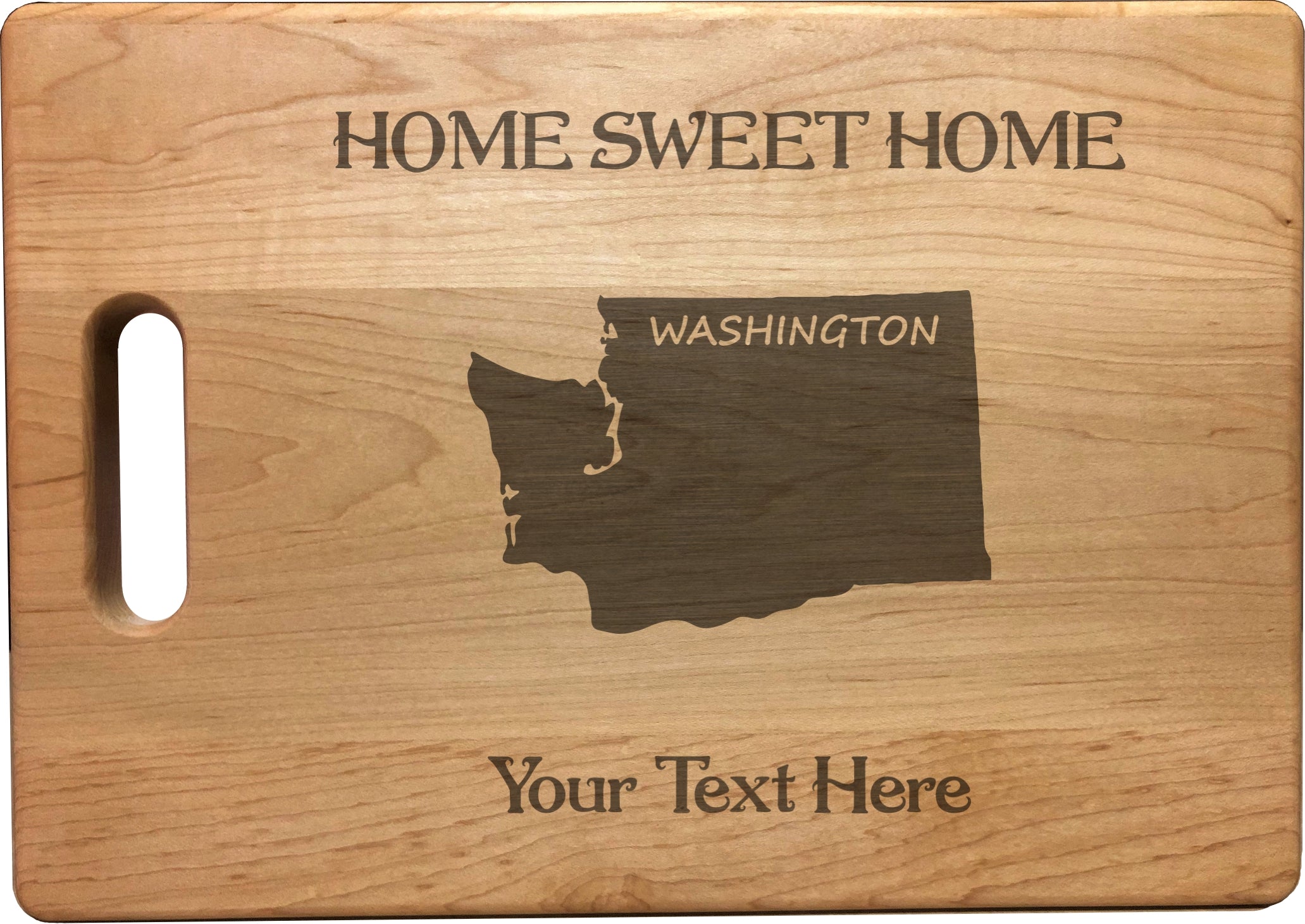 Personalized Washington Engraved Natural Wood Cutting Board, Home Sweet Home with Custom Text, Engraved Bamboo or Maple, Housewarming Gift