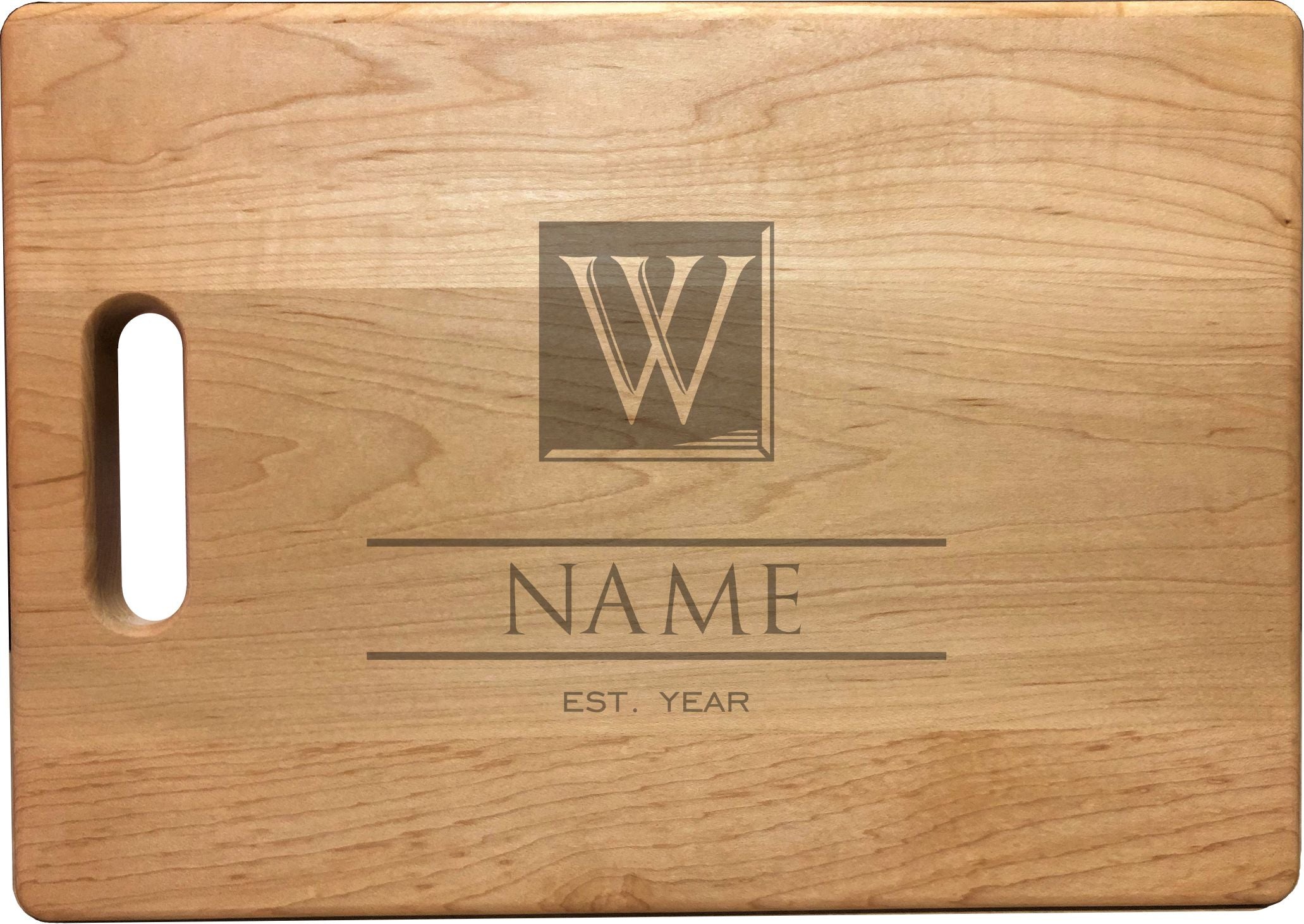 Personalized Natural Wood Cutting Boards with Custom Initial Name Year, Engraved Bamboo or Maple, Wedding, Anniversary Gift