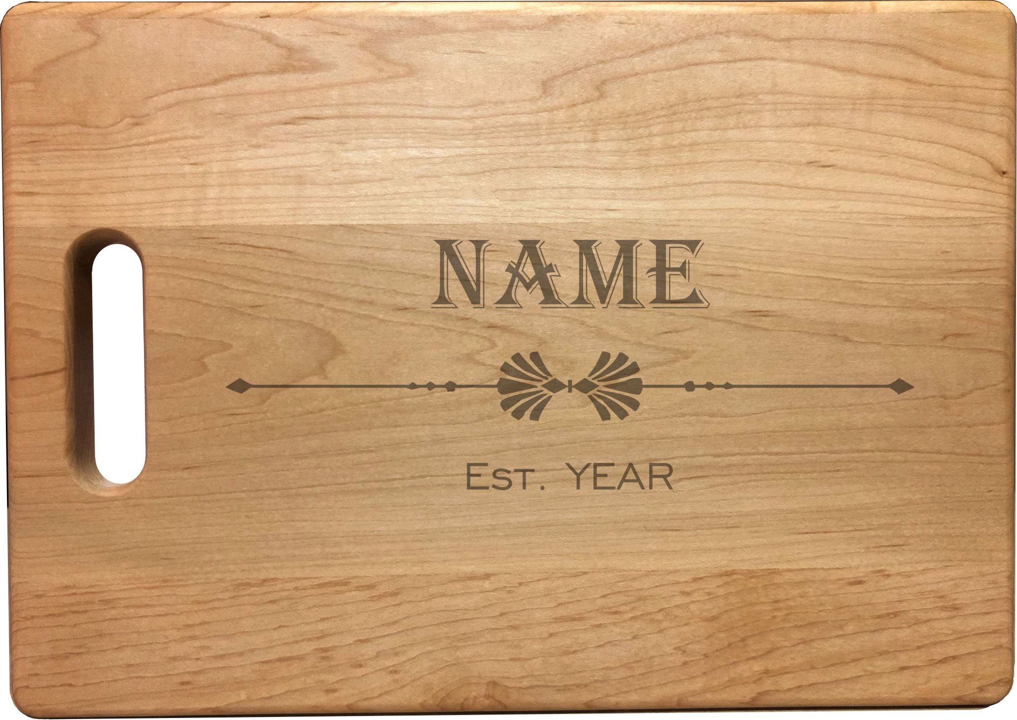 Personalized Natural Wood Cutting Boards with Custom Name Year, Engraved Bamboo or Maple, Wedding, Anniversary Gift