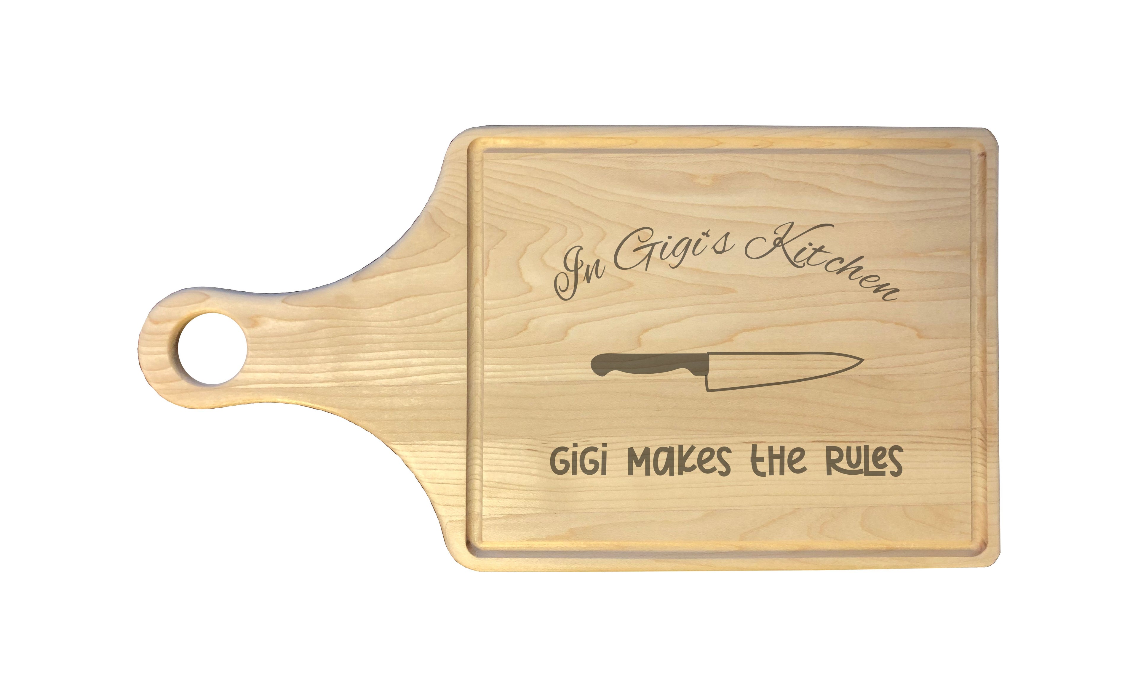 In Gigi's Kitchen Makes the Rules Engraved Natural Wood Cutting Boards, Bamboo or Maple, Gigi Gift