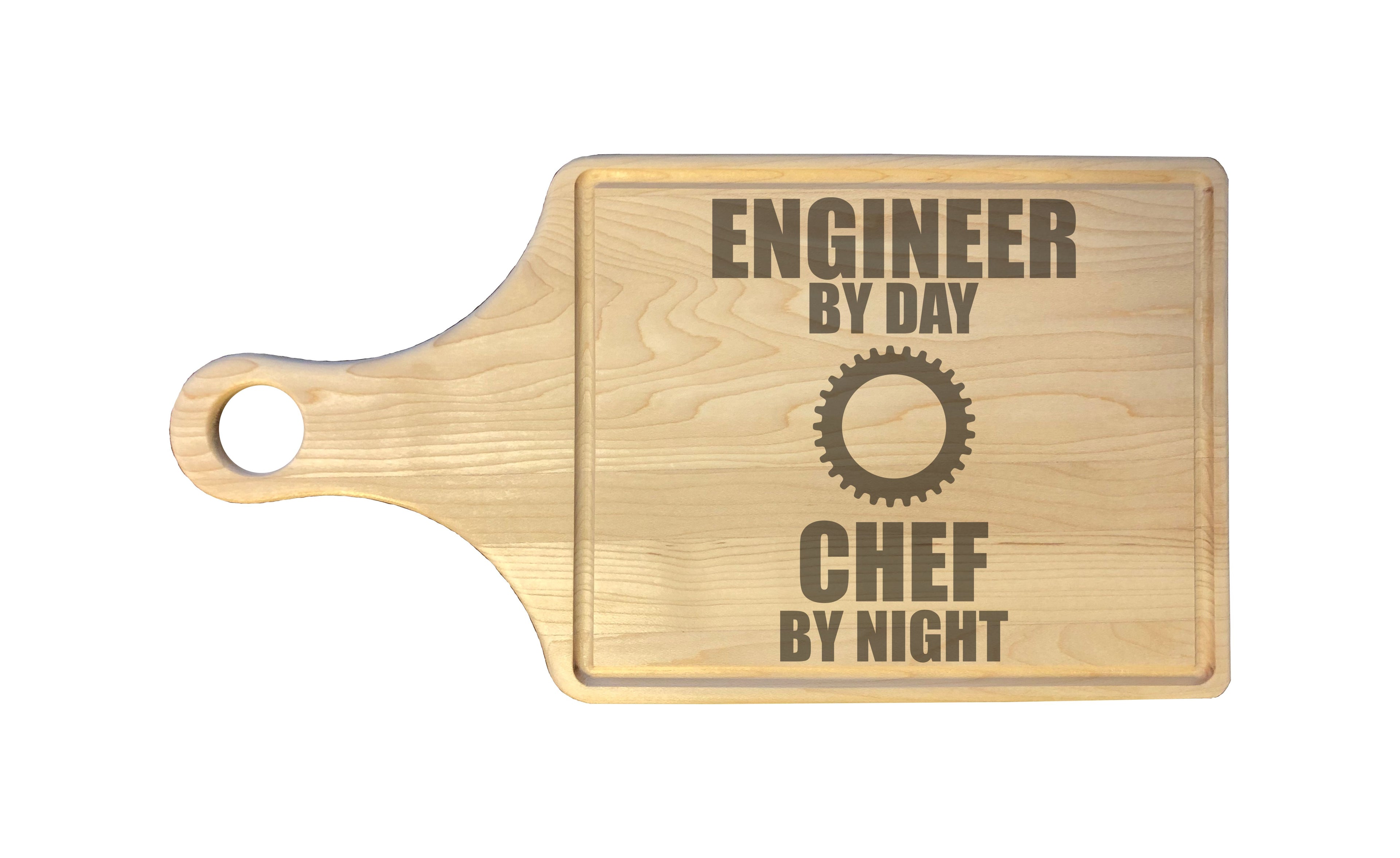 Engineer by Day Chef by Night Engraved Natural Wood Cutting Boards, Bamboo or Maple, Engineer Gifts
