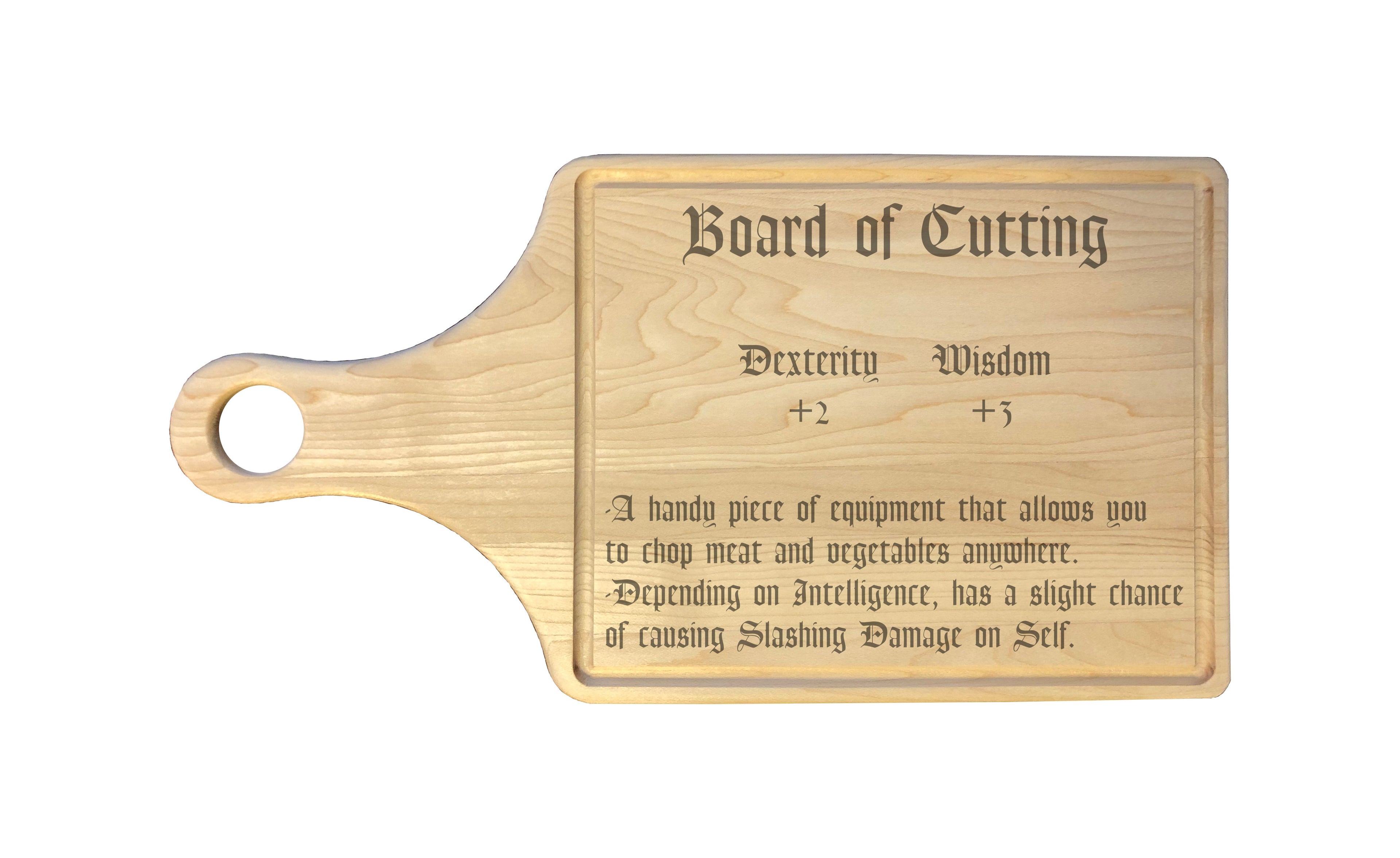 DND Board of Cutting Funny Item Description Engraved Natural Wood Cutting Boards, Bamboo or Maple, Dungeons Dragons Gifts