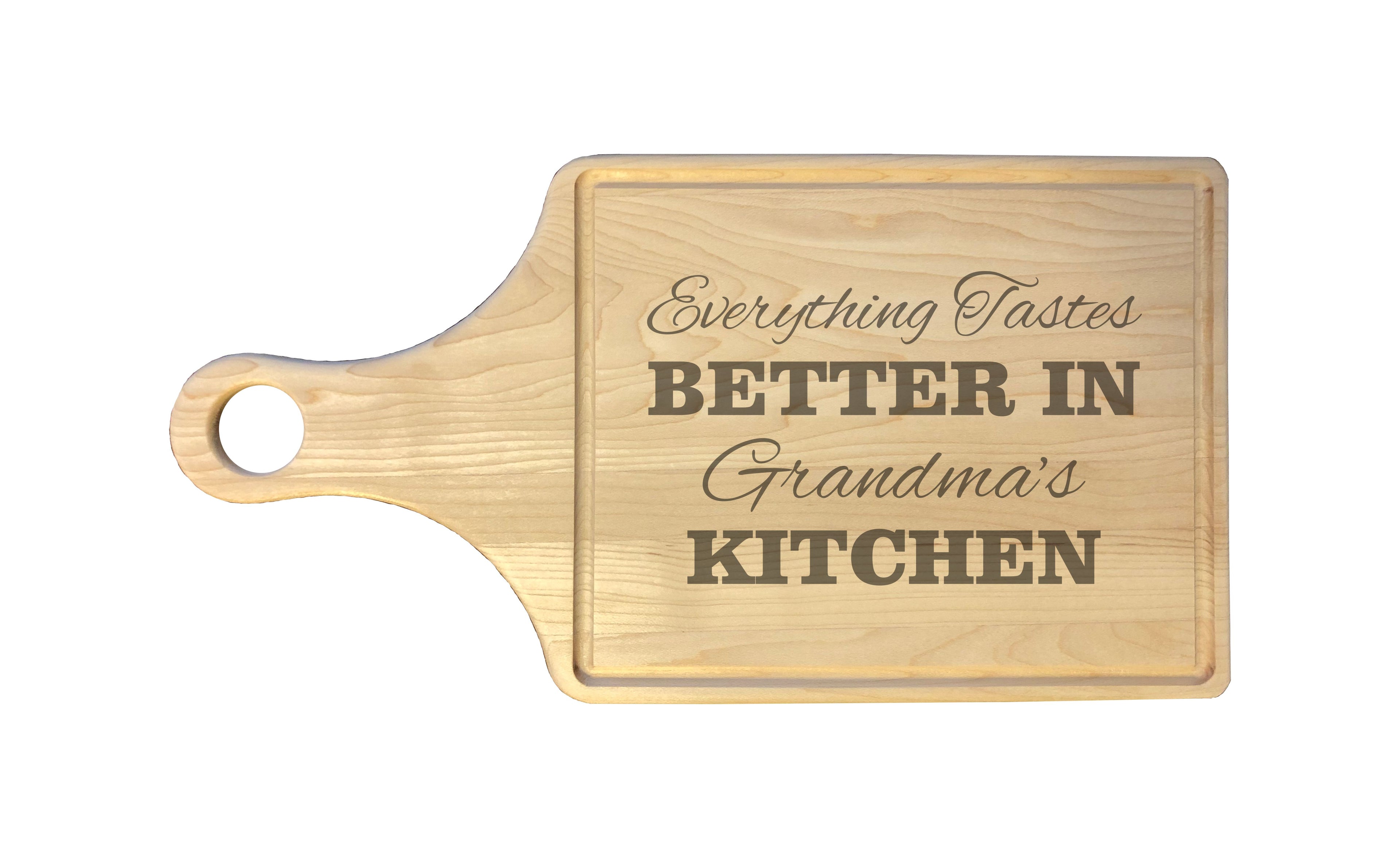 Everything Tastes Better in Grandma's Kitchen Engraved Natural Wood Cutting Boards, Bamboo or Maple, Grandma Gift