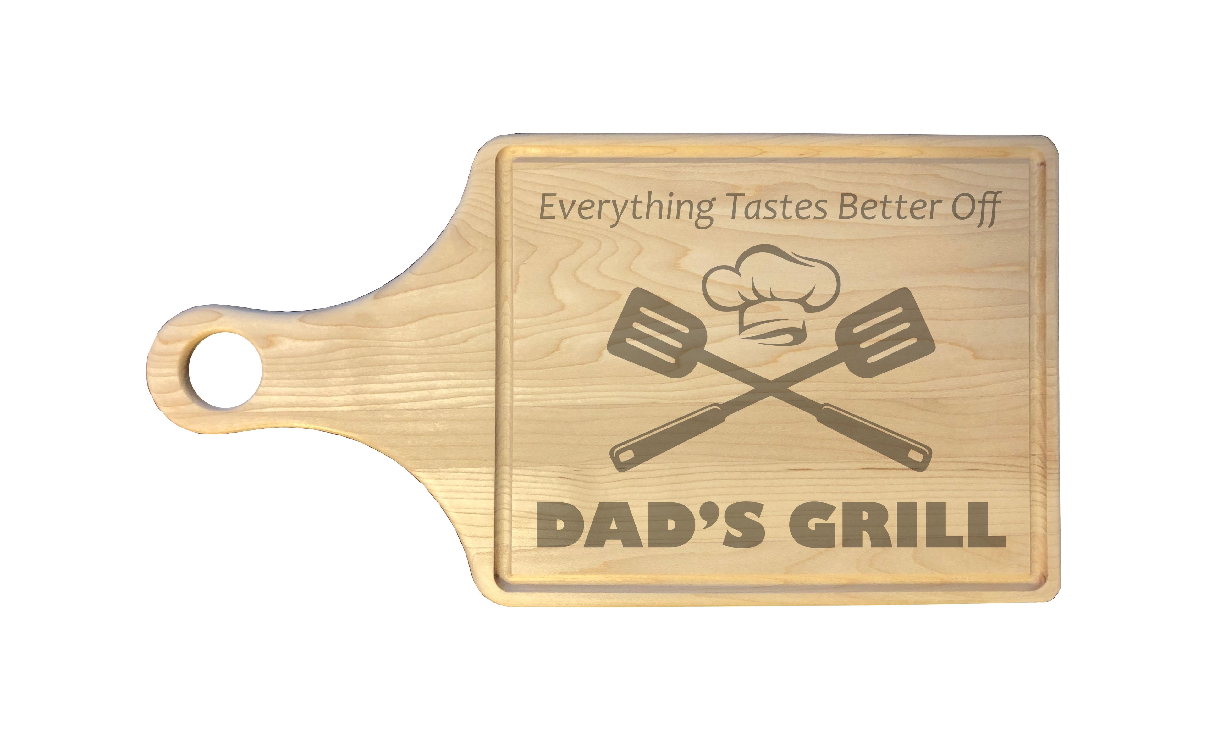 Dad's Grill Engraved Natural Wood Cutting Boards, Bamboo or Maple, Grilling BBQ Gift