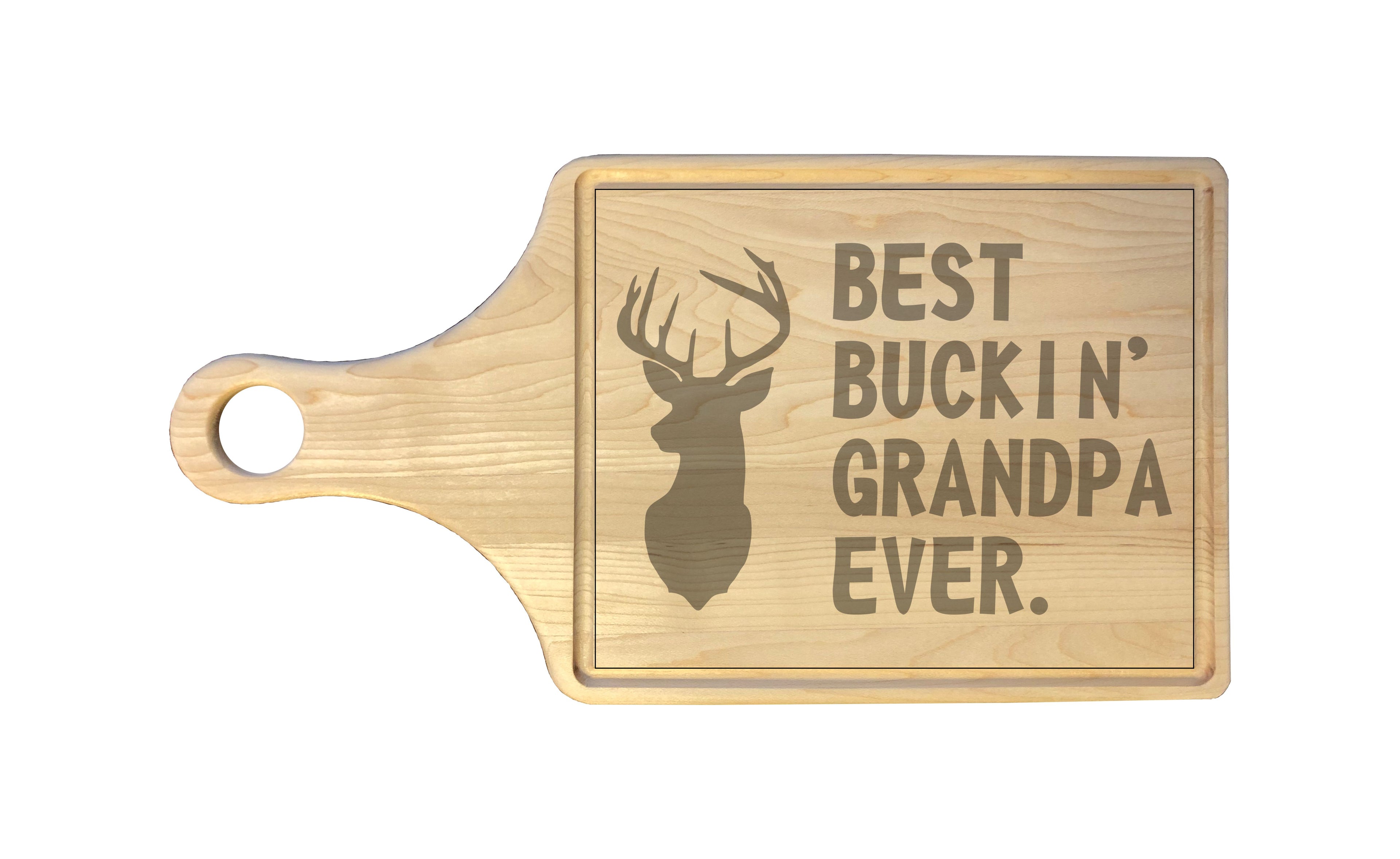 Best Buckin Grandpa Ever Engraved Natural Wood Cutting Boards, Bamboo or Maple, Funny Hunting Gift