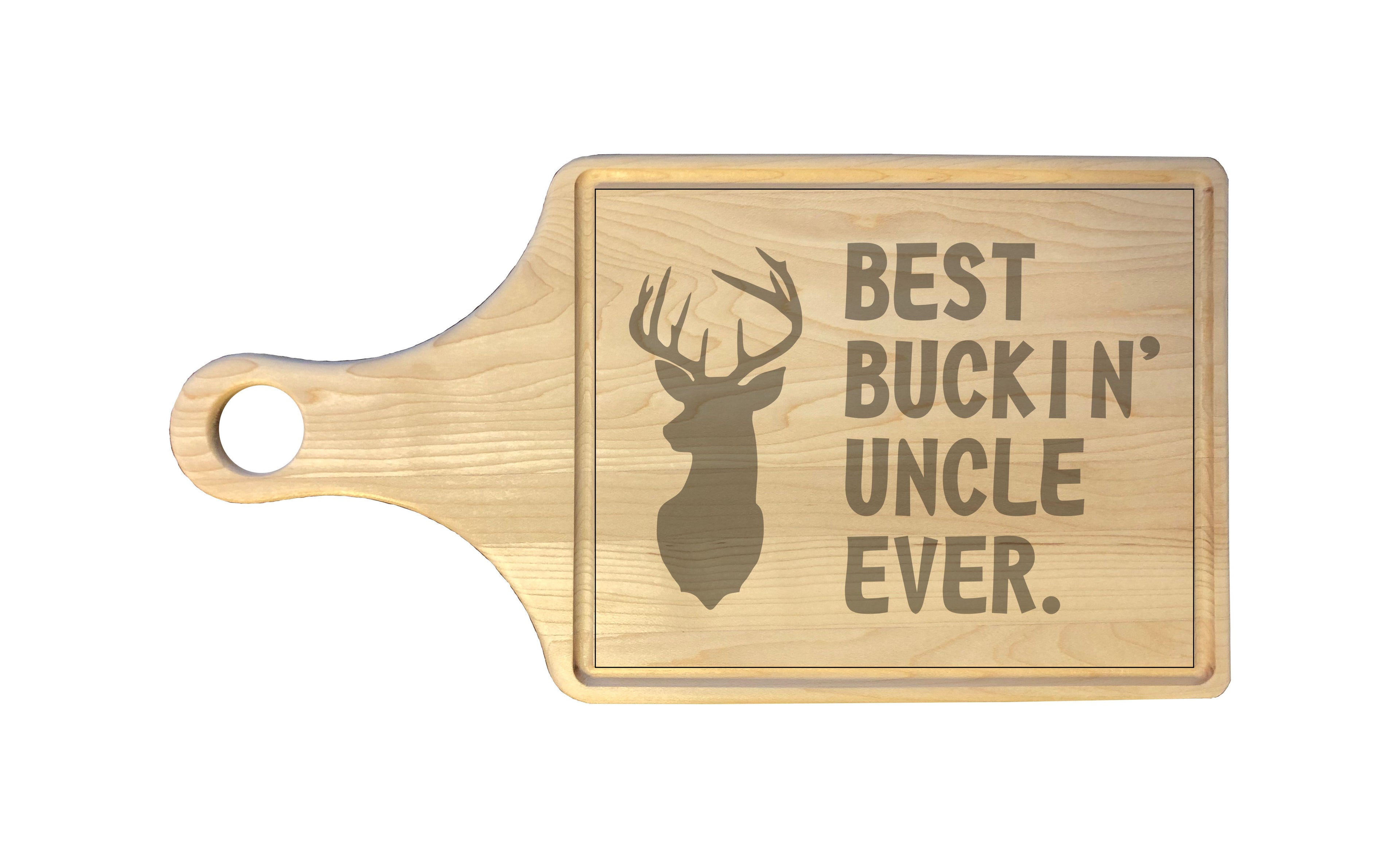 Best Buckin Uncle Ever Engraved Natural Wood Cutting Boards, Bamboo or Maple, Funny Hunting Gift