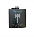 DND Gifts, Barbarian Rage Juice Engraved 6 oz Stainless Steel Flask, Sets Available