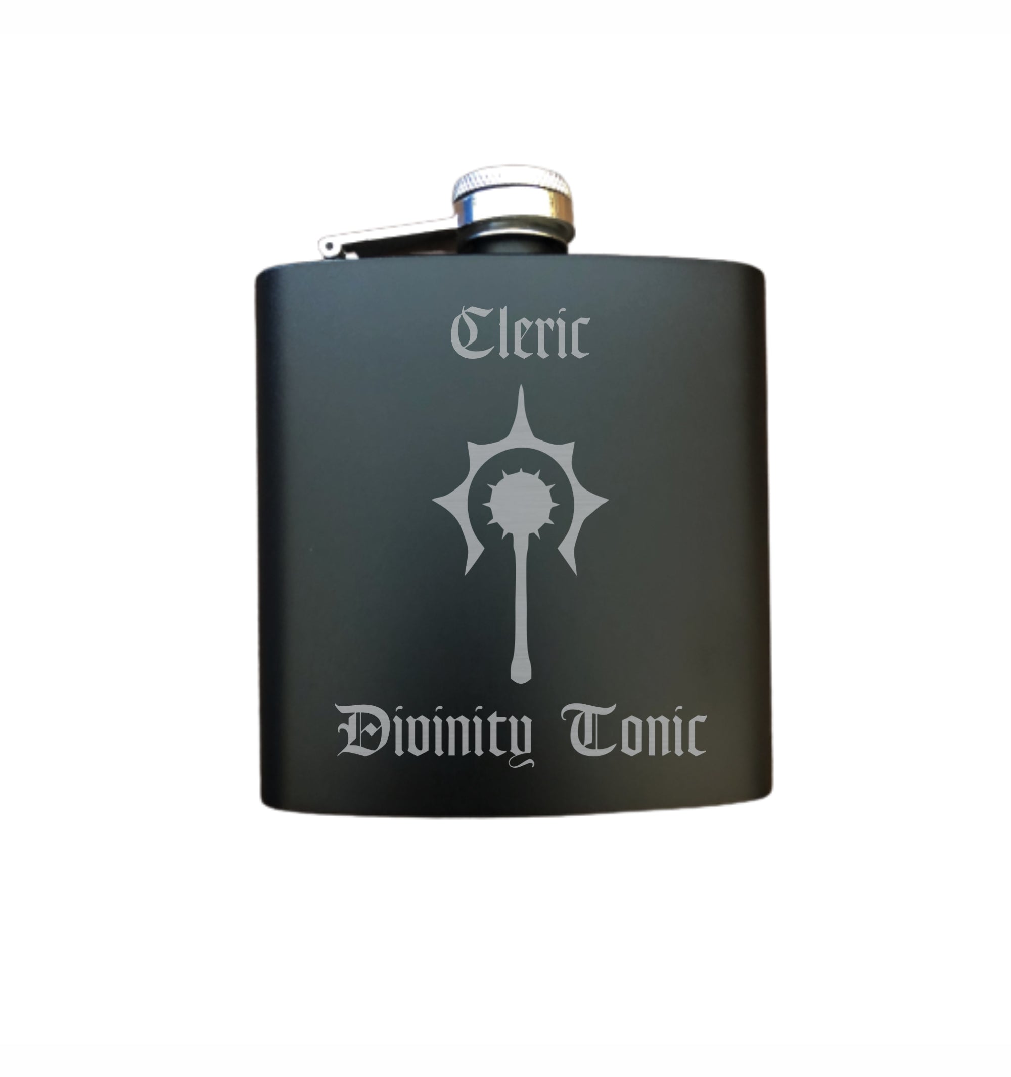 DND Gifts, Cleric Divinity Tonic Engraved 6 oz Stainless Steel Flask, Sets Available