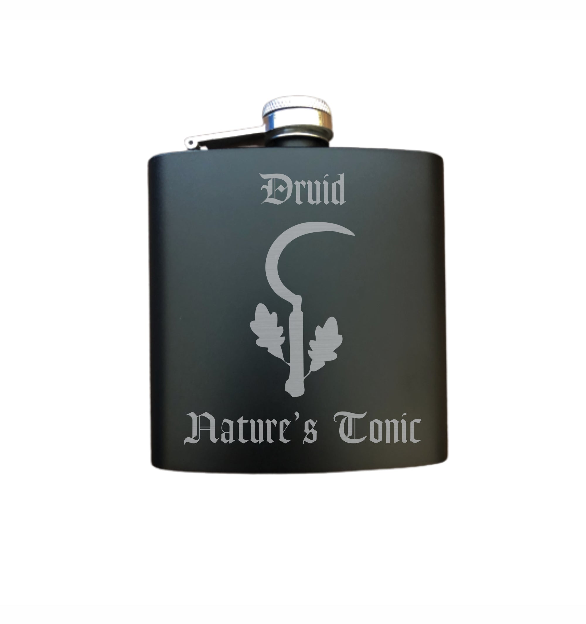 DND Gifts, Druid Natures Tonic Engraved 6 oz Stainless Steel Flask, Sets Available