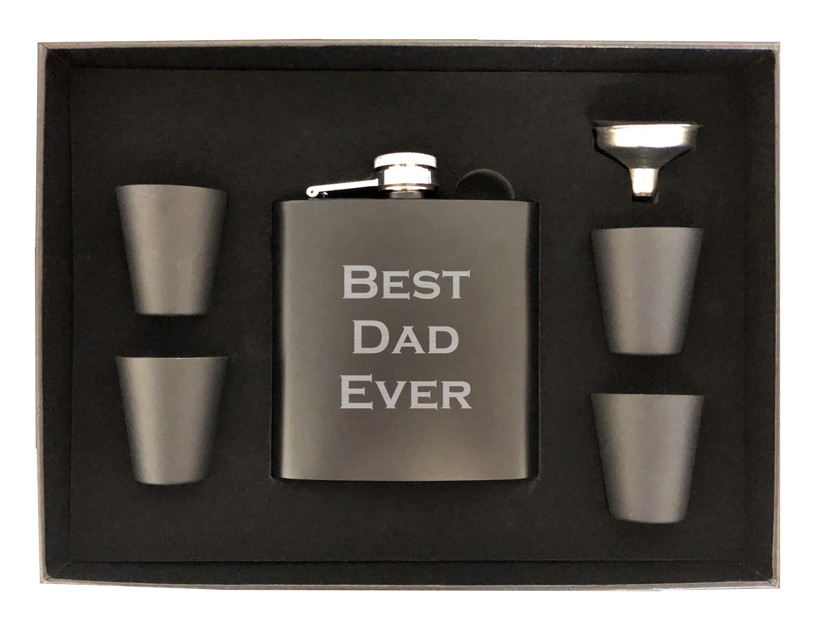 Best Dad Ever Engraved 6 oz Stainless Steel Flask, Sets Available, Dad Gift