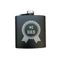 Number 1 Dad Ribbon Engraved 6 oz Stainless Steel Flask, Sets Available, Dad Gift