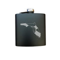 Florida Themed Engraved 6 oz Stainless Steel Flask, Sets Available