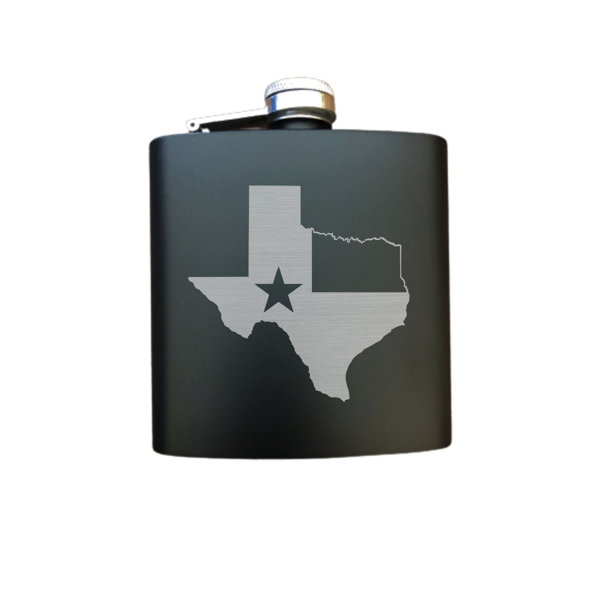 Texas Themed Engraved 6 oz Stainless Steel Flask, Sets Available