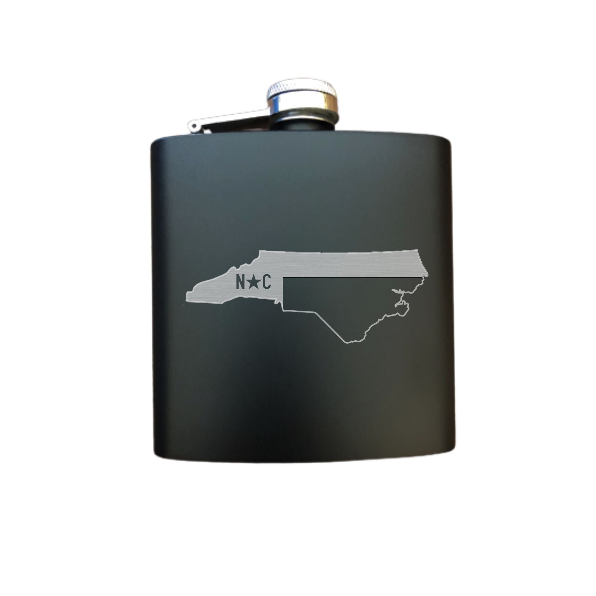 North Carolina Themed Engraved 6 oz Stainless Steel Flask, Sets Available