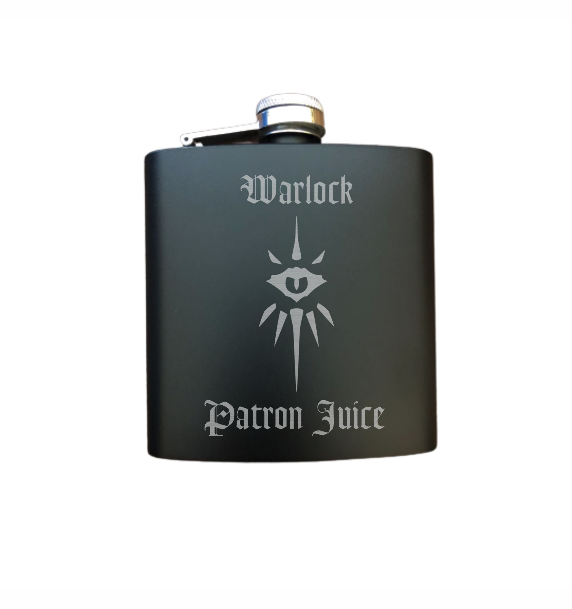 DND Gifts, Warlock Patron Juice Engraved 6 oz Stainless Steel Flask, Sets Available