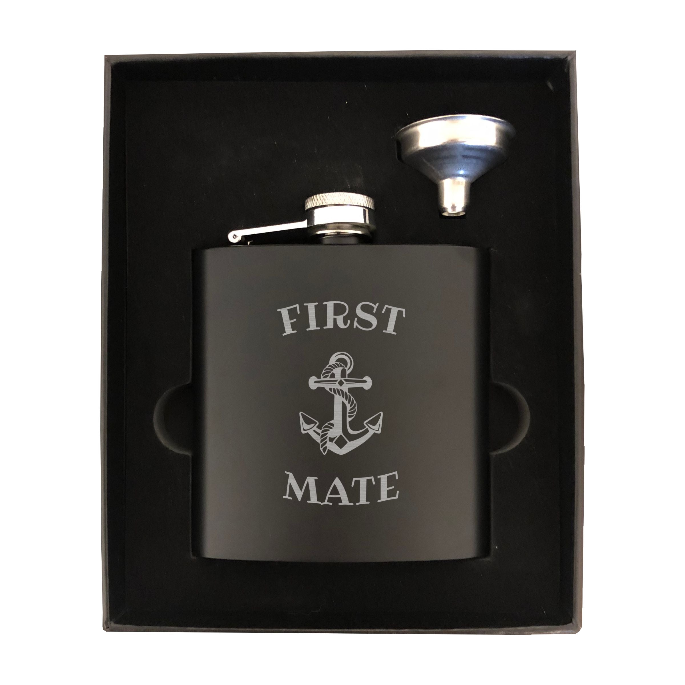 First Mate with Nautical Anchor Engraved 6 oz Stainless Steel Flask, Sets Available