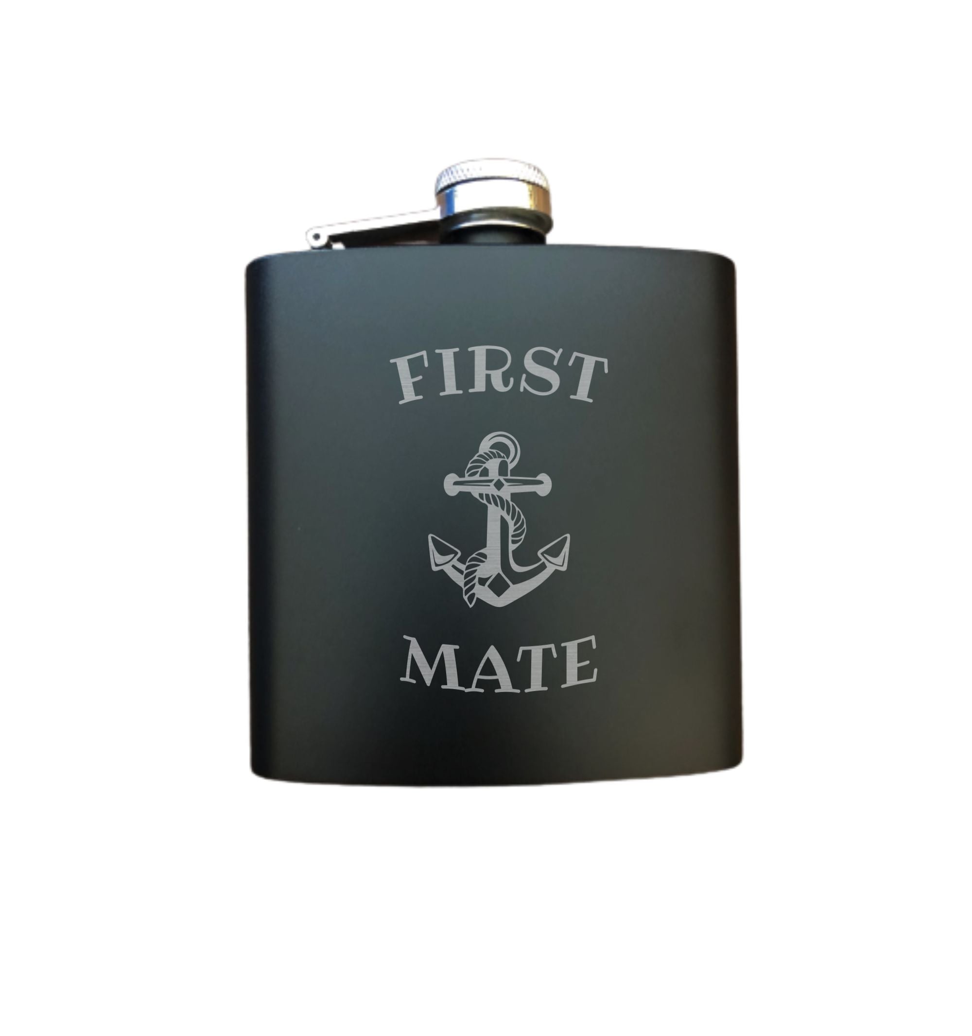 First Mate with Nautical Anchor Engraved 6 oz Stainless Steel Flask, Sets Available