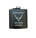 United States Air Force Veteran Engraved 6 oz Stainless Steel Flask, Sets Available