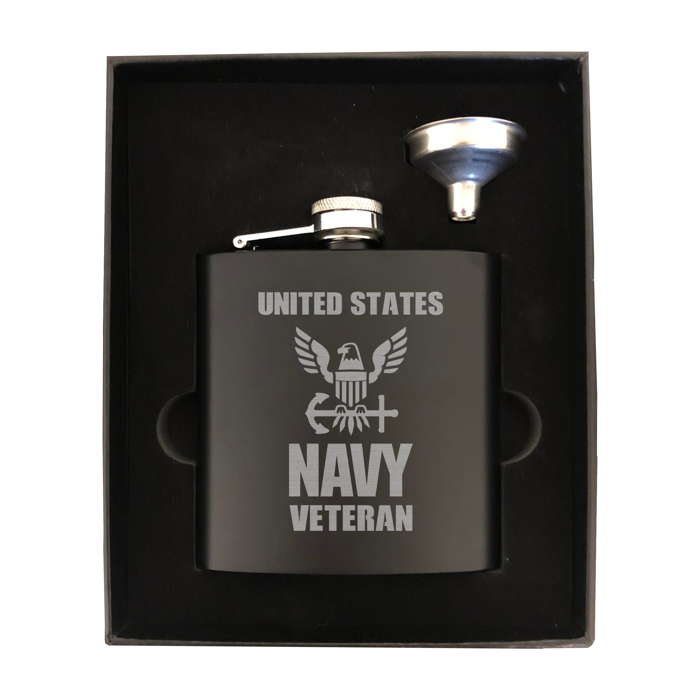 United States Navy Veteran Engraved 6 oz Stainless Steel Flask, Sets Available