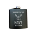 United States Navy Veteran Engraved 6 oz Stainless Steel Flask, Sets Available