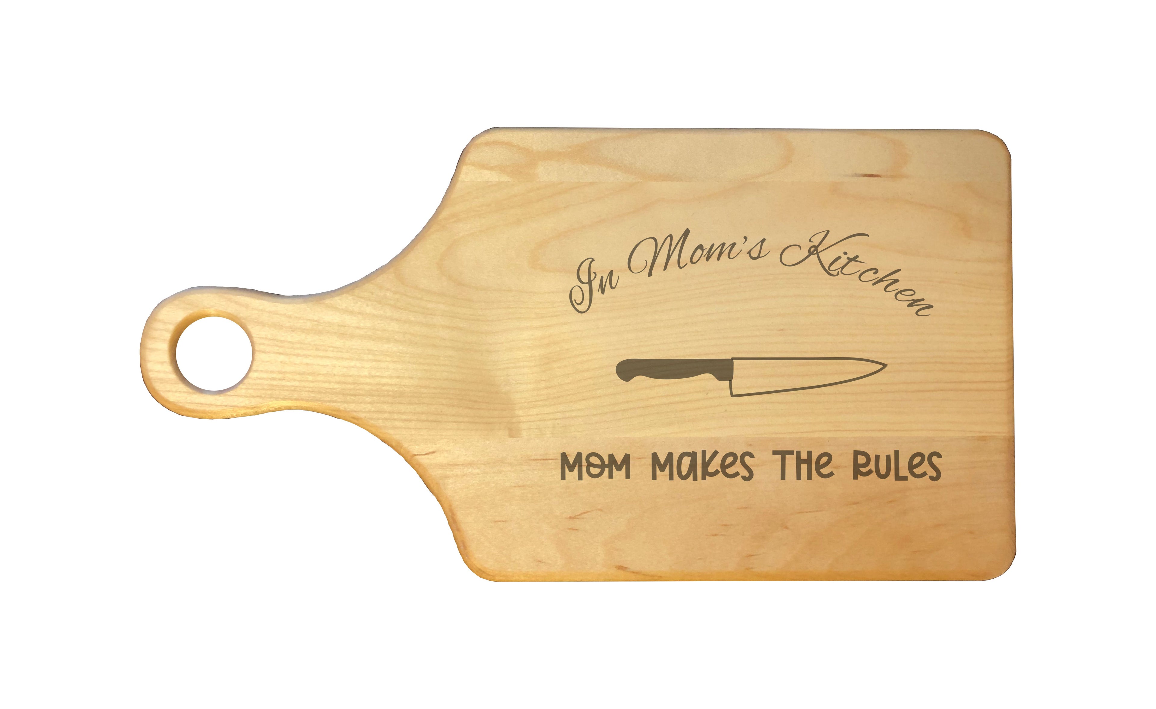 In Mom's Kitchen Makes the Rules Engraved Natural Wood Cutting Boards, Bamboo or Maple, Mom Gift