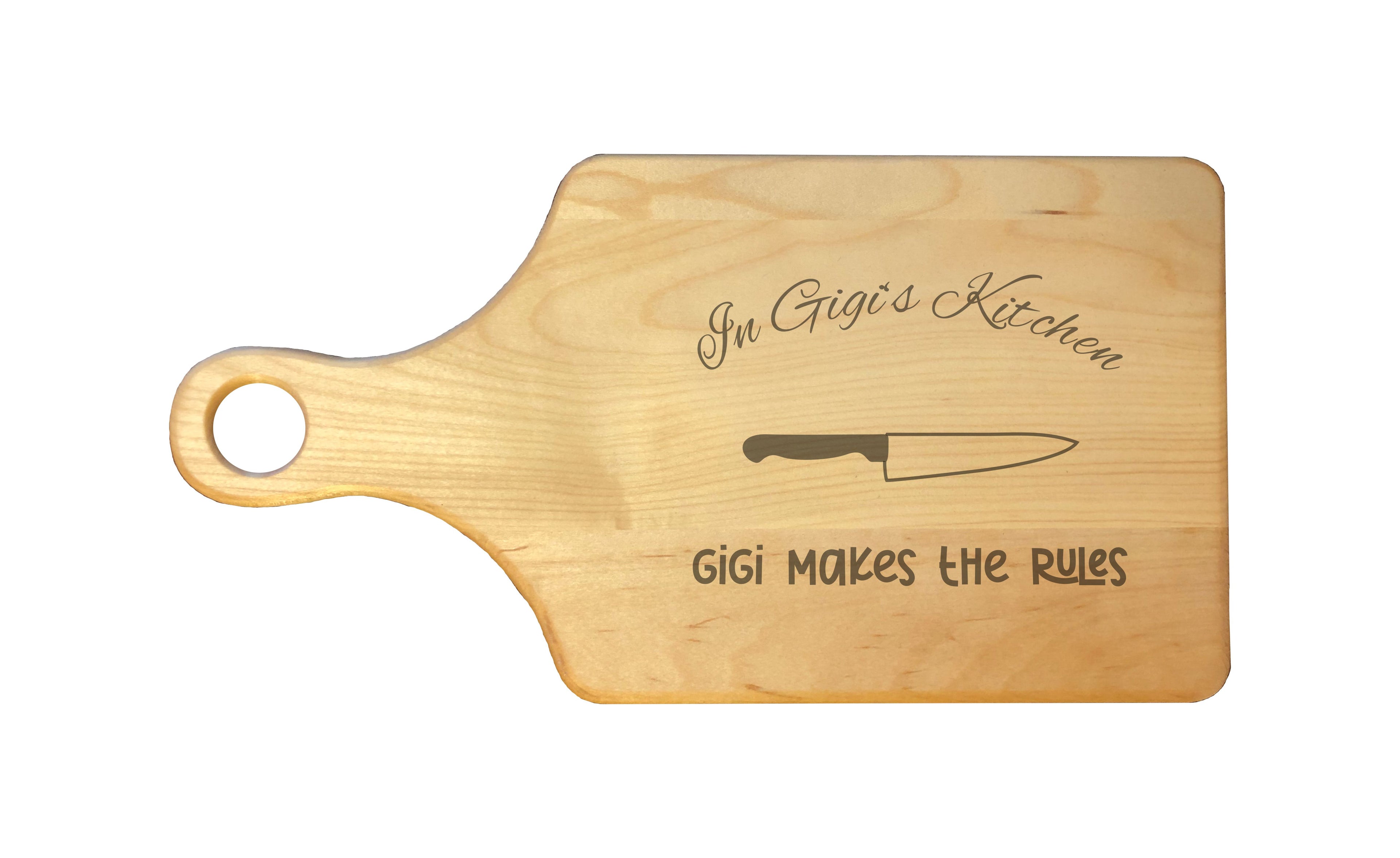 In Gigi's Kitchen Makes the Rules Engraved Natural Wood Cutting Boards, Bamboo or Maple, Gigi Gift