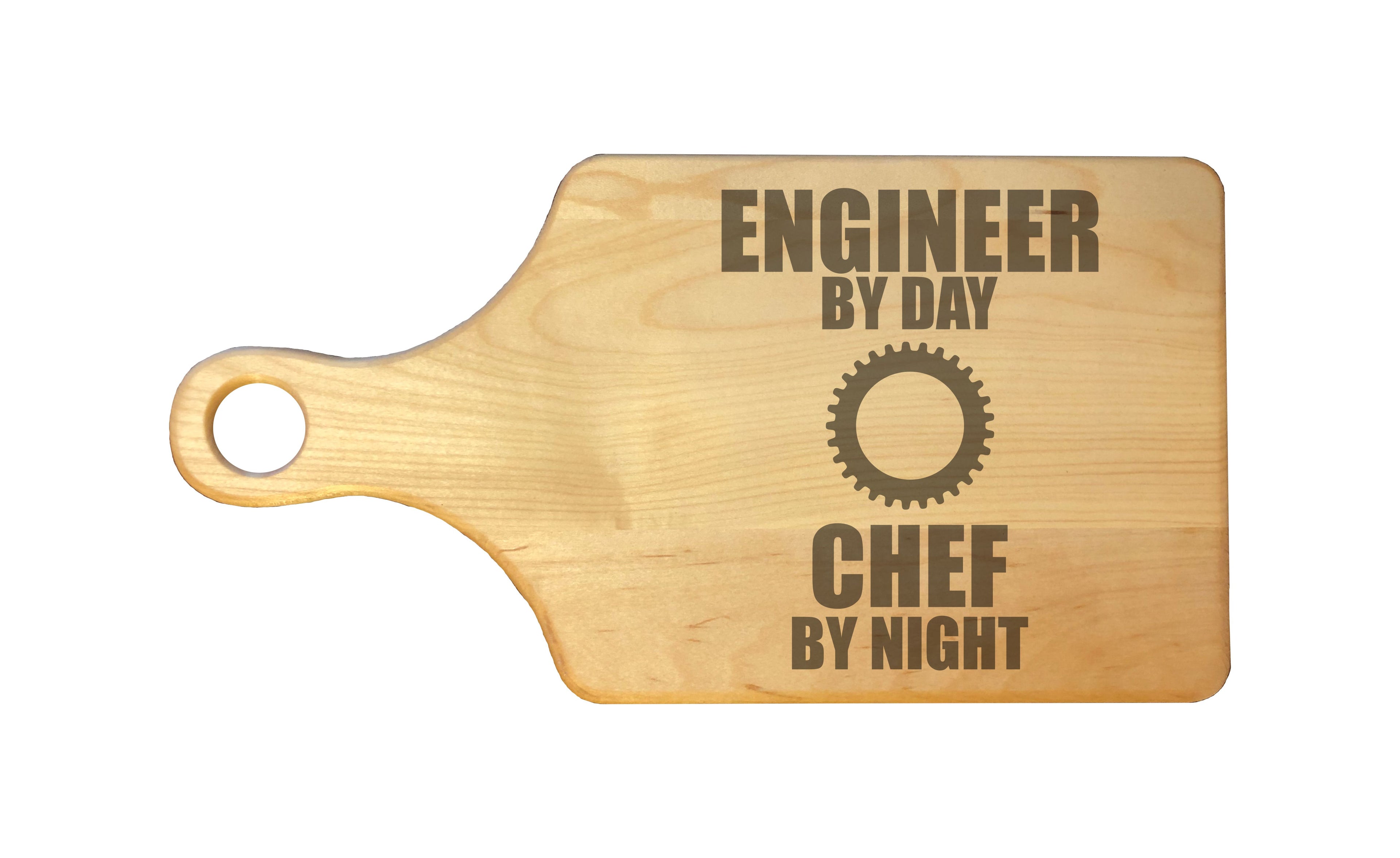 Engineer by Day Chef by Night Engraved Natural Wood Cutting Boards, Bamboo or Maple, Engineer Gifts