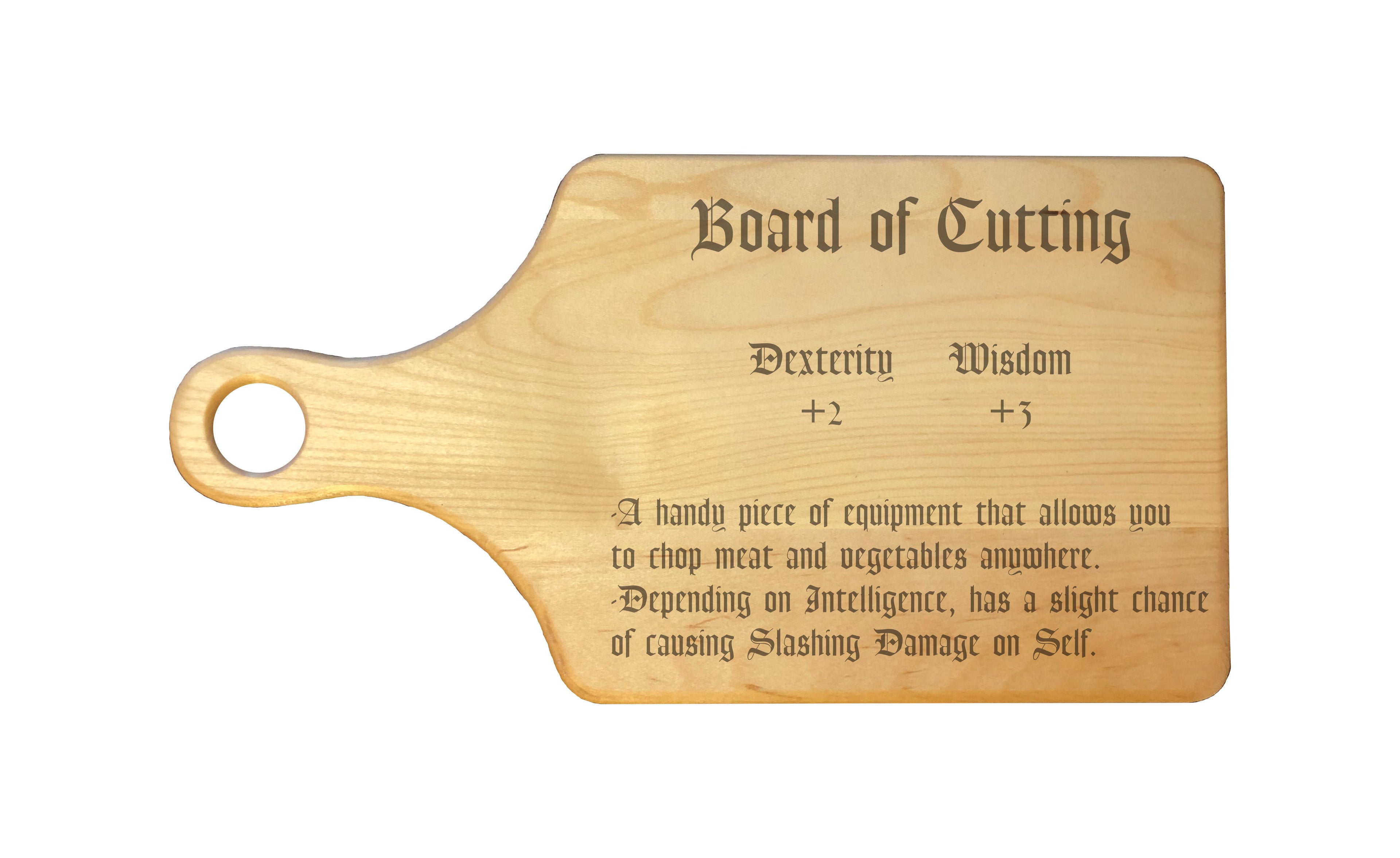 DND Board of Cutting Funny Item Description Engraved Natural Wood Cutting Boards, Bamboo or Maple, Dungeons Dragons Gifts