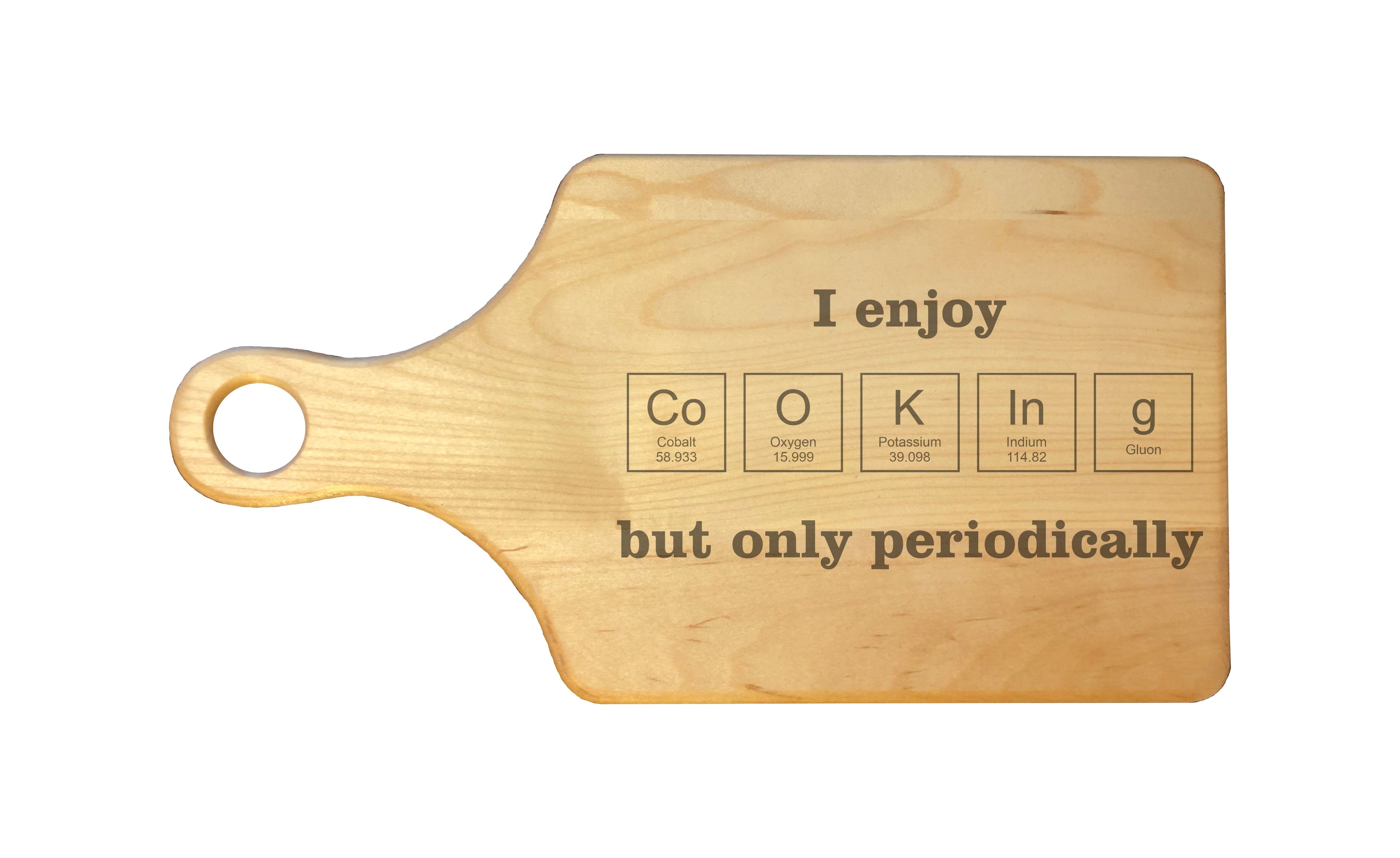 Enjoy Cooking Periodically Engraved Natural Wood Cutting Boards, Bamboo or Maple, Nerdy Gift