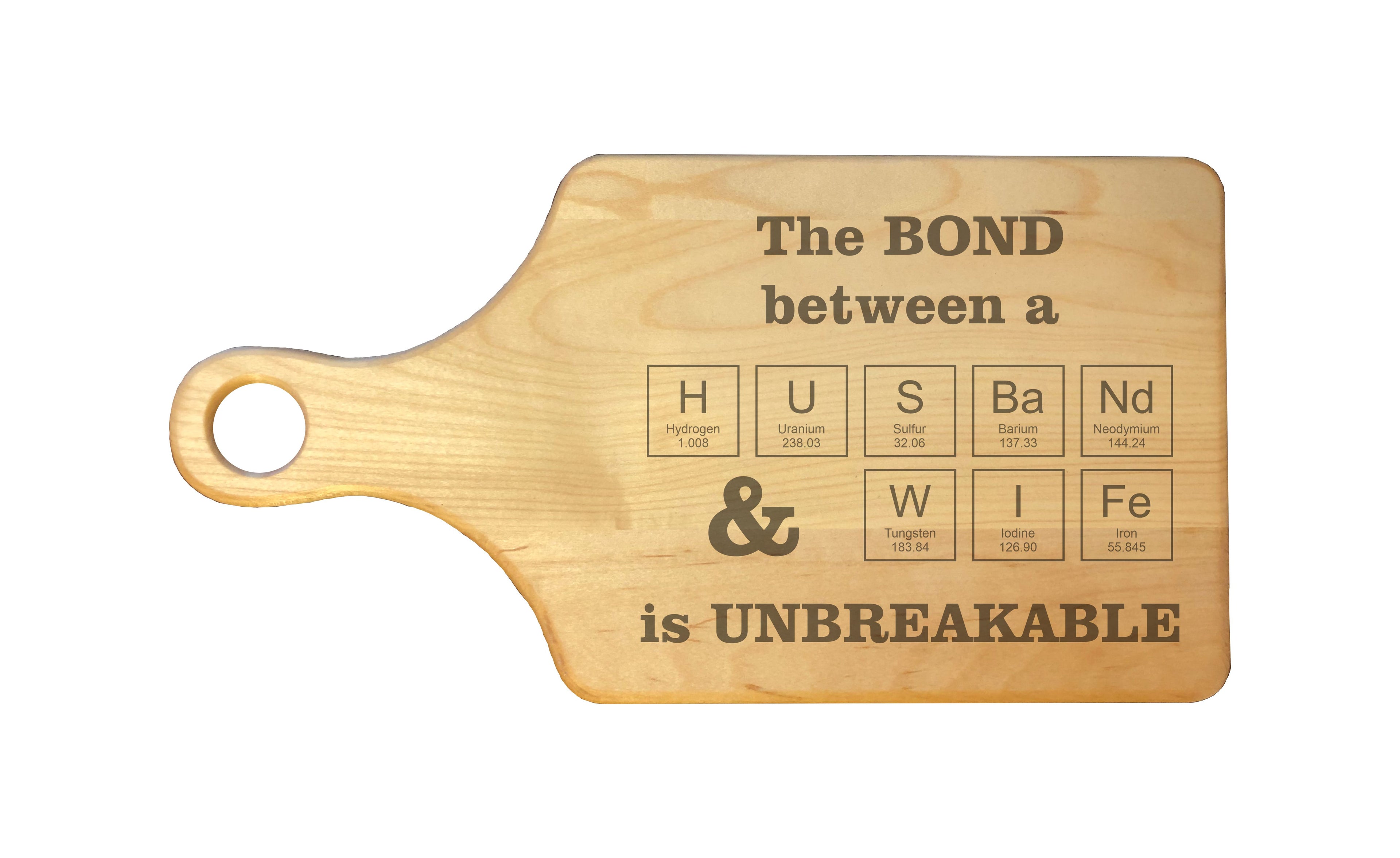 Bond Between Husband Wife is Unbreakable Engraved Natural Wood Cutting Boards, Bamboo or Maple, Wedding Anniversary