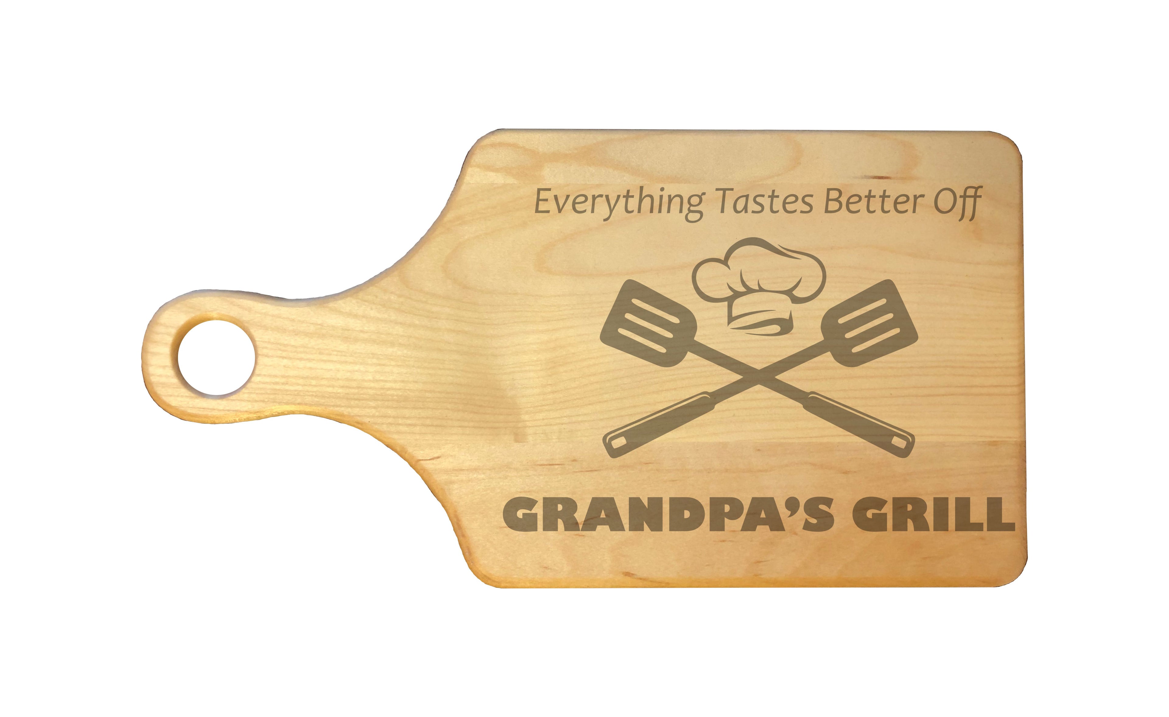 Grandpa's Grill Engraved Natural Wood Cutting Boards, Bamboo or Maple, Grilling BBQ Gift