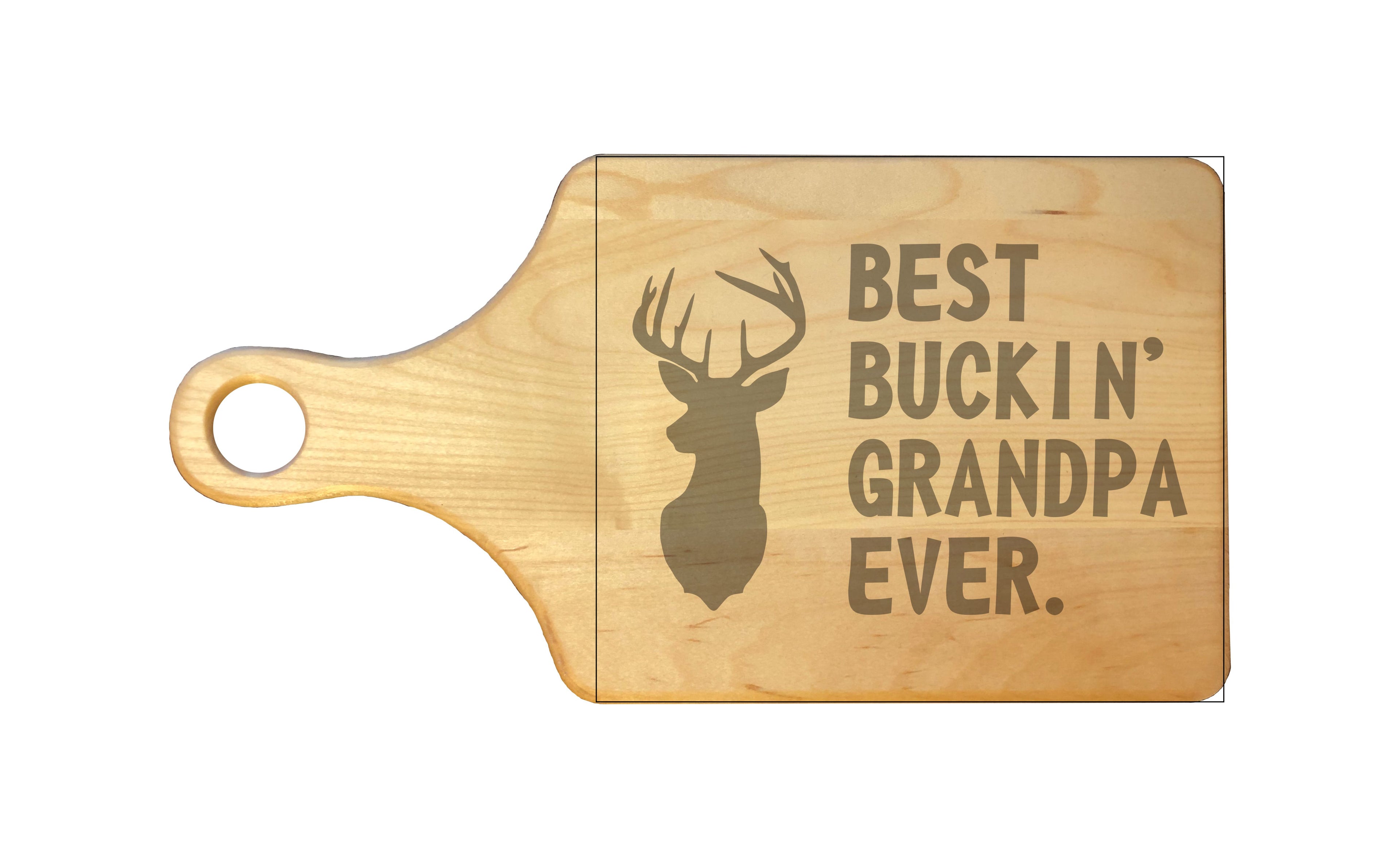 Best Buckin Grandpa Ever Engraved Natural Wood Cutting Boards, Bamboo or Maple, Funny Hunting Gift