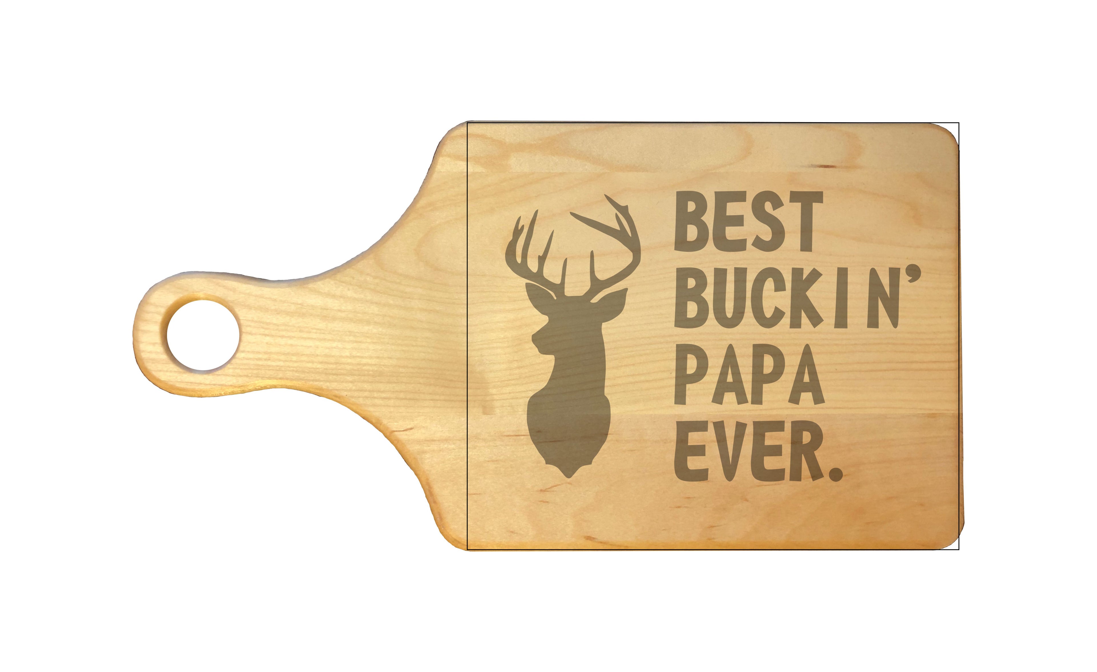 Best Buckin Papa Ever Engraved Natural Wood Cutting Boards, Bamboo or Maple, Funny Hunting Gift