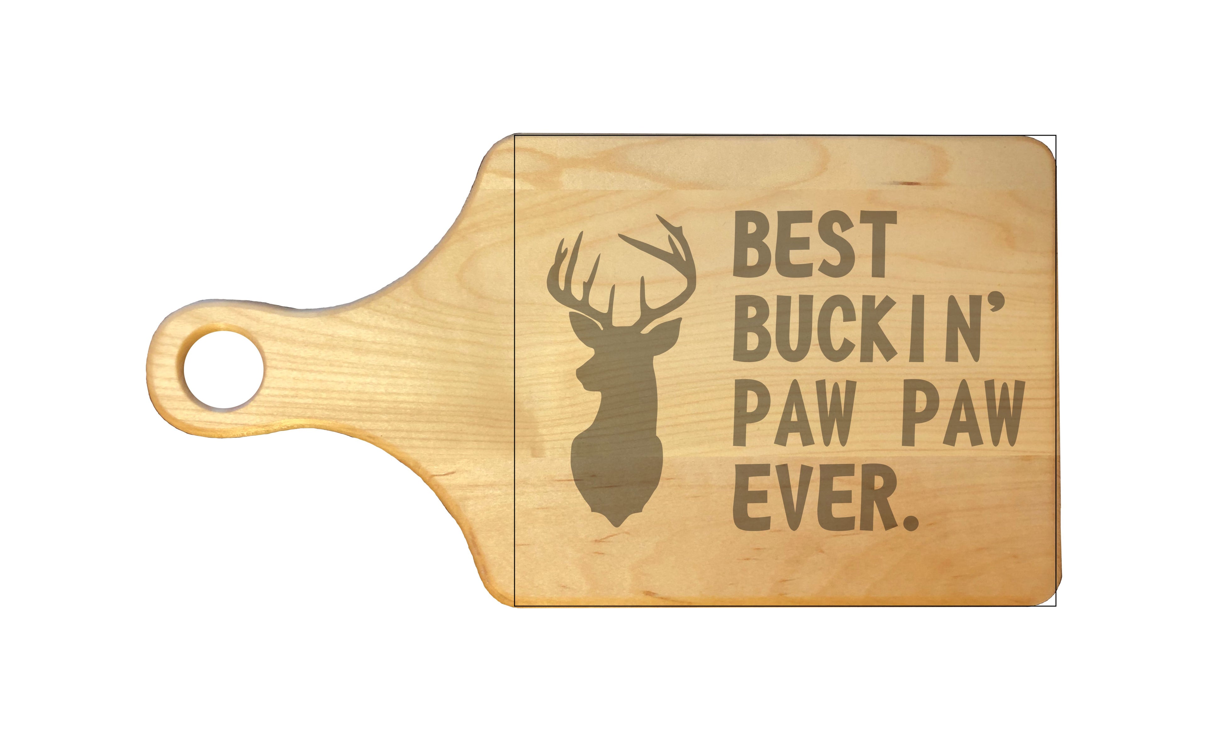 Best Buckin Paw Paw Ever Engraved Natural Wood Cutting Boards, Bamboo or Maple, Funny Hunting Gift