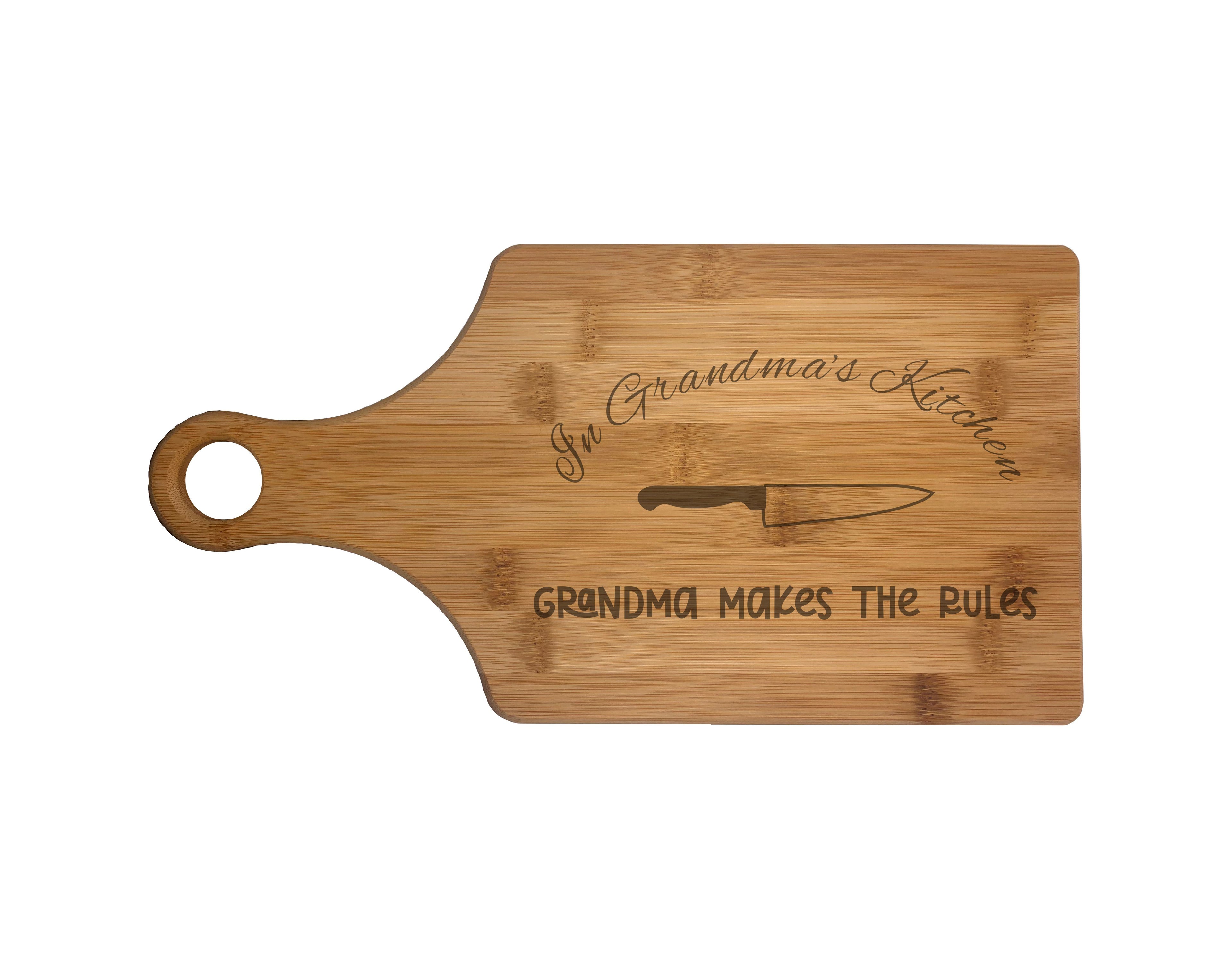 In Grandma's Kitchen Makes the Rules Engraved Natural Wood Cutting Boards, Bamboo or Maple, Grandma Gift