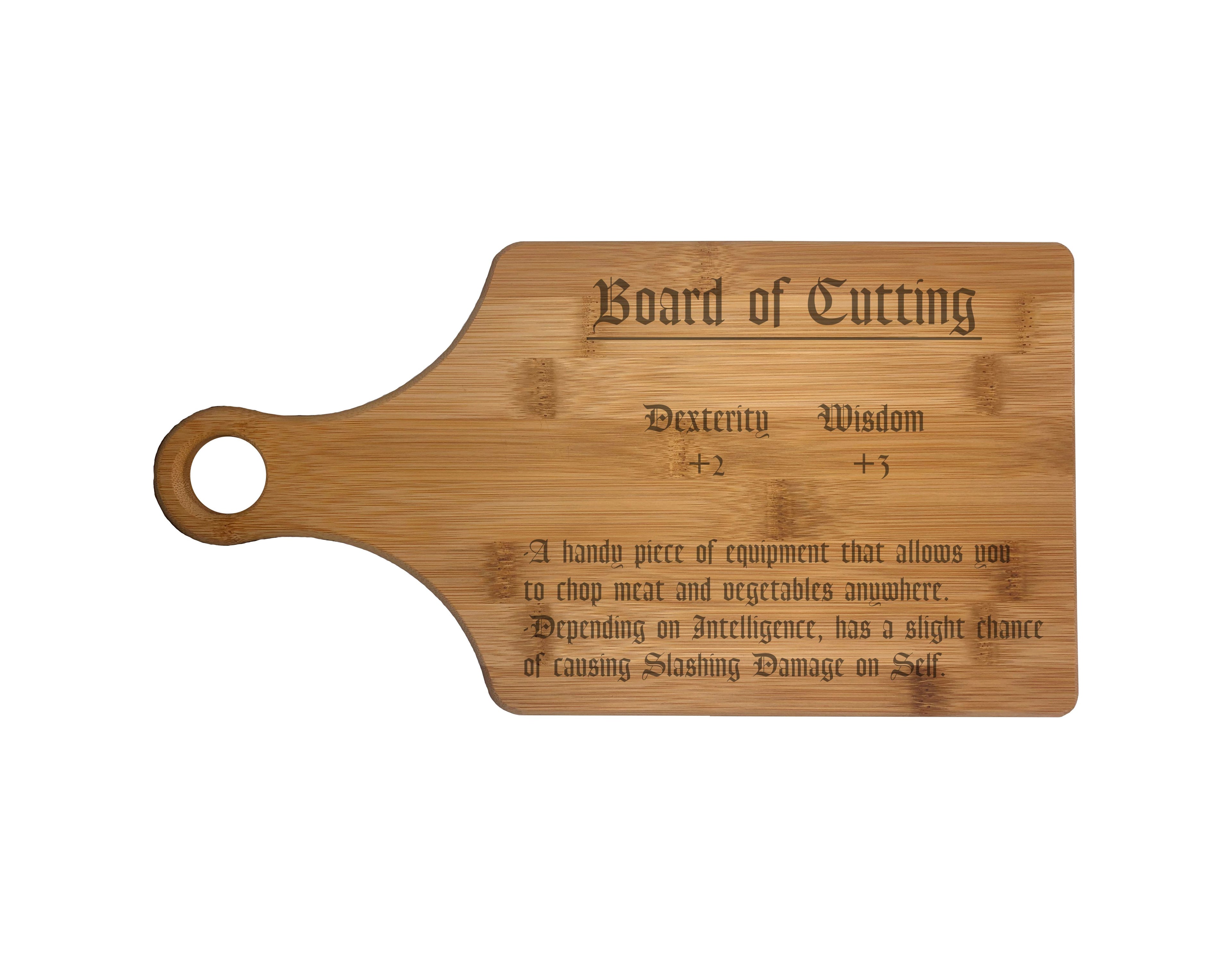 DND Board of Cutting Funny Item Description Engraved Natural Wood Cutting Boards, Bamboo or Maple, Dungeons Dragons Gifts