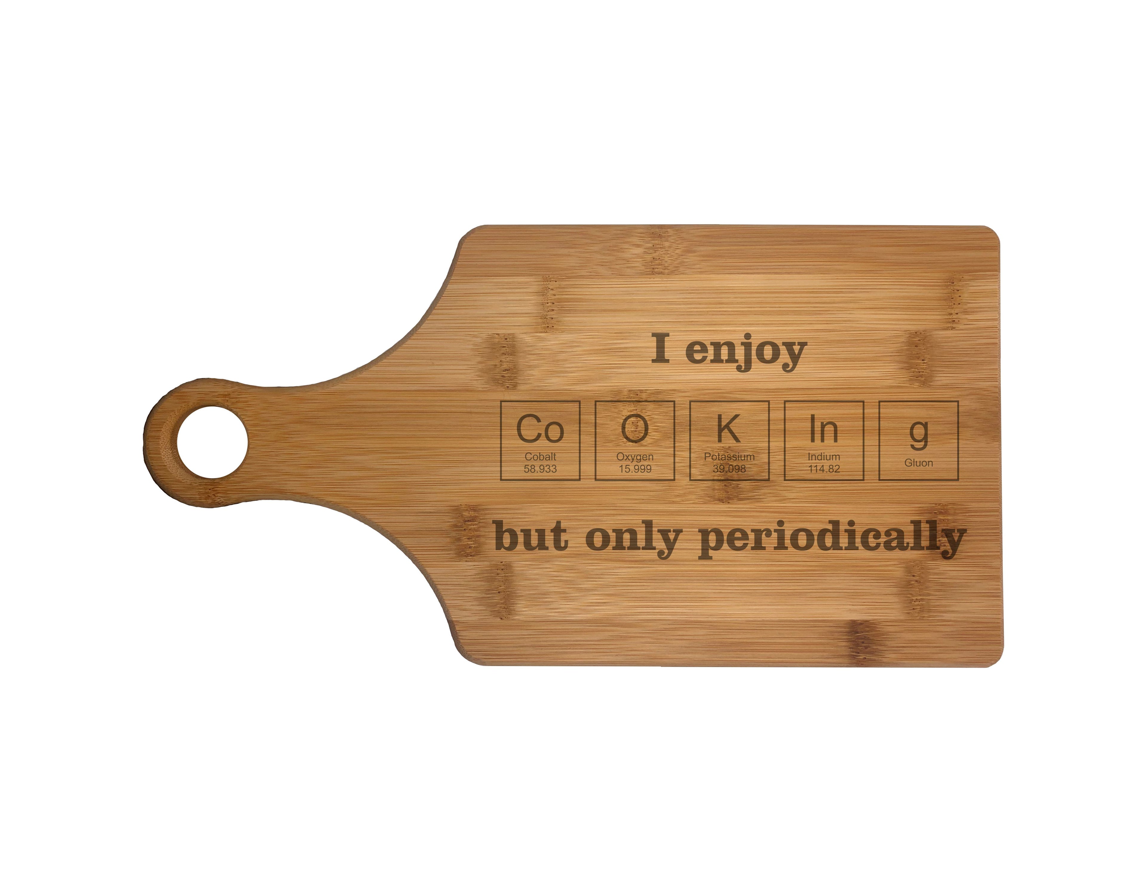 Enjoy Cooking Periodically Engraved Natural Wood Cutting Boards, Bamboo or Maple, Nerdy Gift