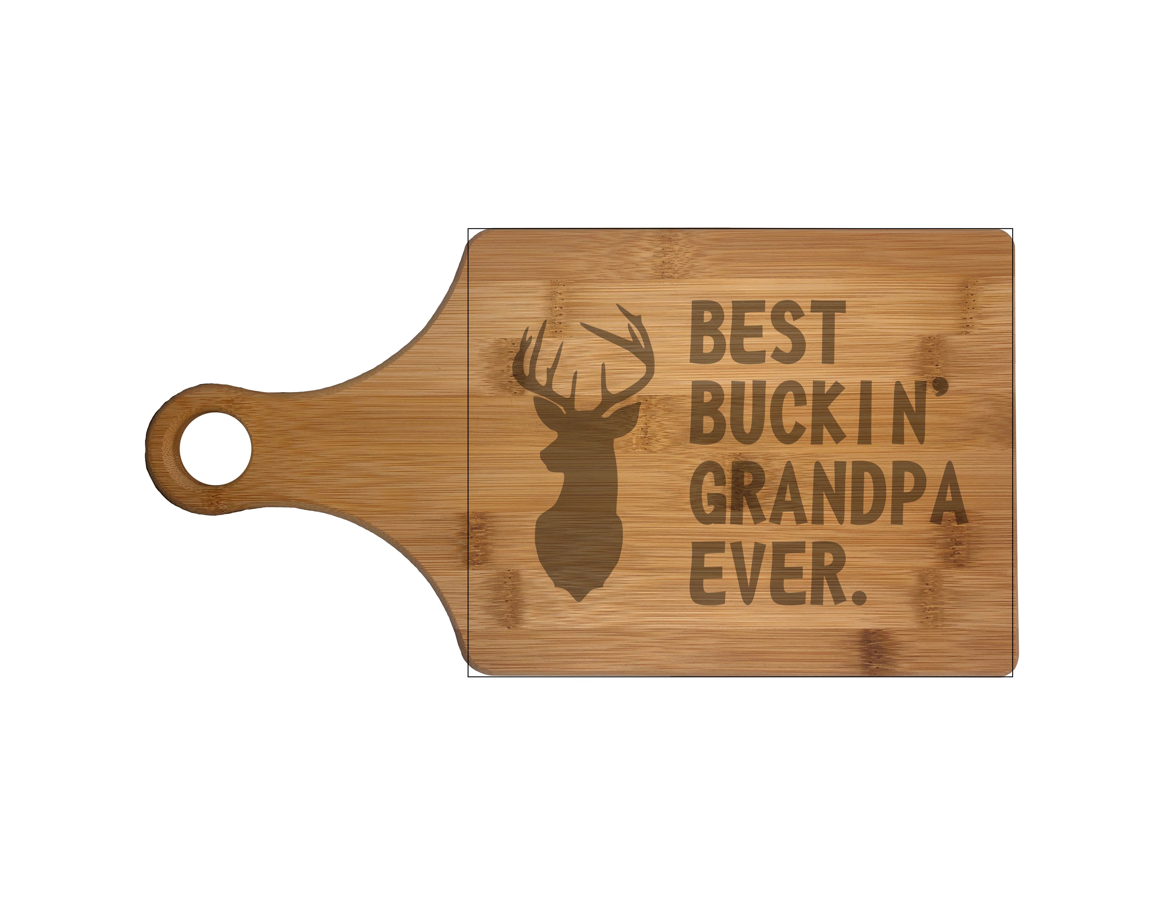 Best Buckin Grandpa Ever Engraved Natural Wood Cutting Boards, Bamboo or Maple, Funny Hunting Gift